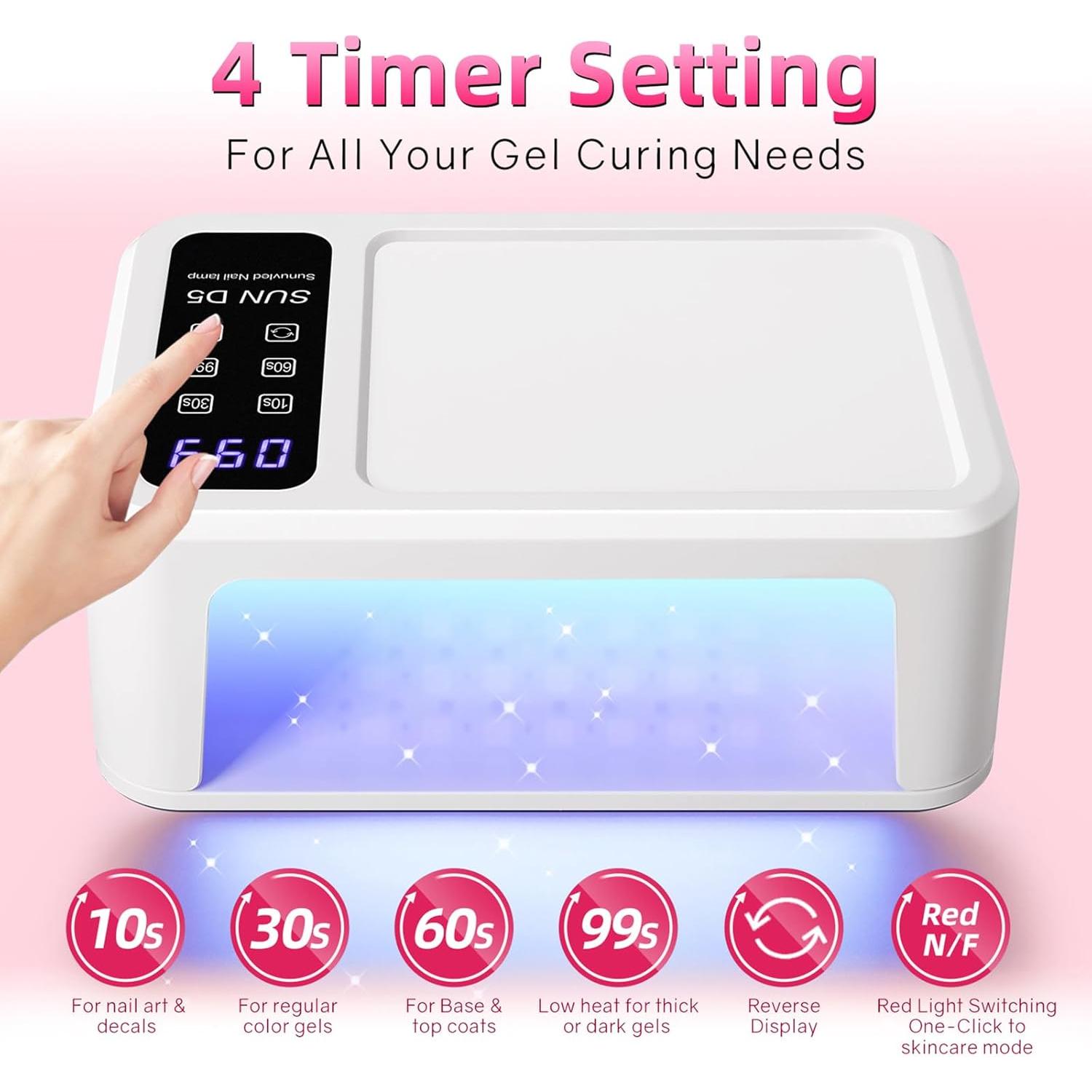 Lámpara UV LED DianaNail WL-EN9R-WIO4 para Uñas de Gel 140 Perlas