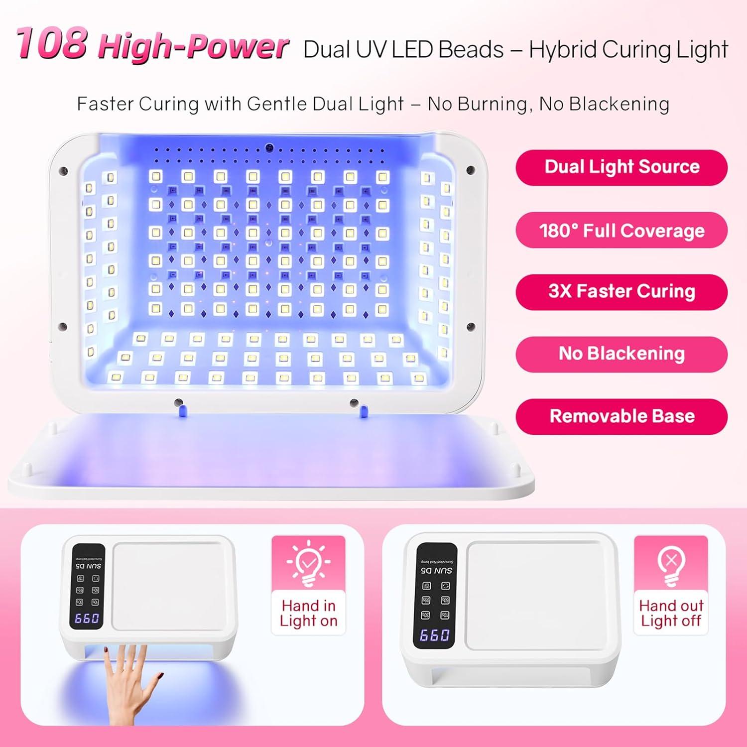 Lámpara UV LED DianaNail WL-EN9R-WIO4 para Uñas de Gel 140 Perlas