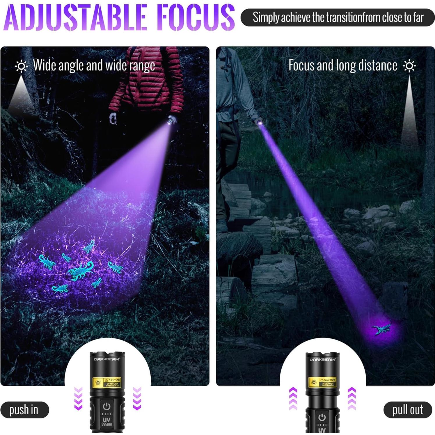 Linterna UV 395nm DARKBEAM Recargable USB LED 2en1