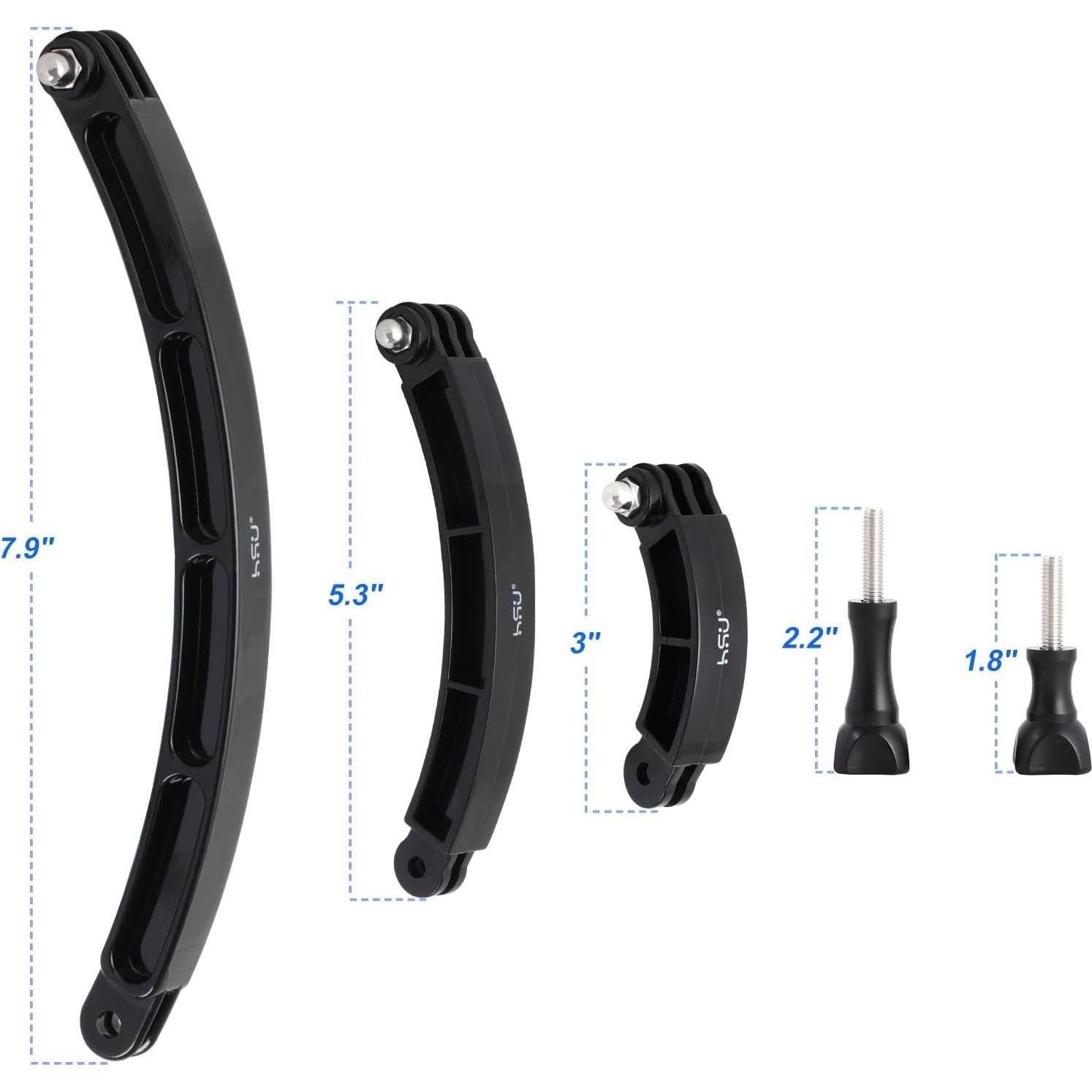 HSU Kit de Brazo de Extensión Curvado 3 en 1 para GoPro
