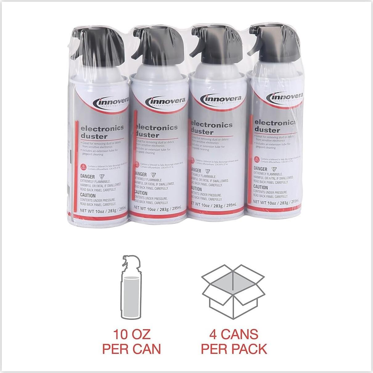 Limpiador de Aire Comprimido Innovera 10 Oz (0.28 kg) 4/Paq