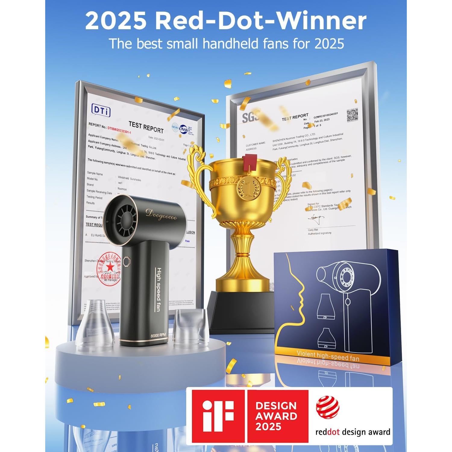 Ventilador Mini Portátil DooGooCoo K66-B1 80000RPM Recargable