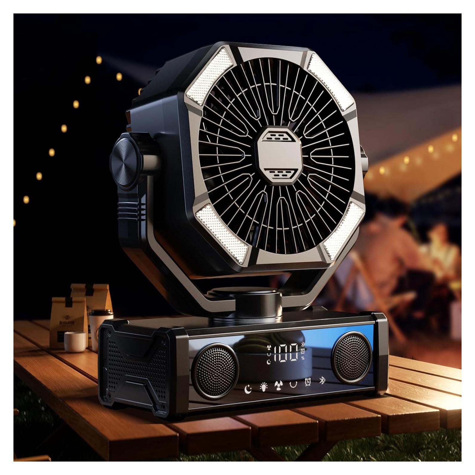 Ventilador portátil recargable YUROGLIEW 25000mAh con altavoz Bluetooth