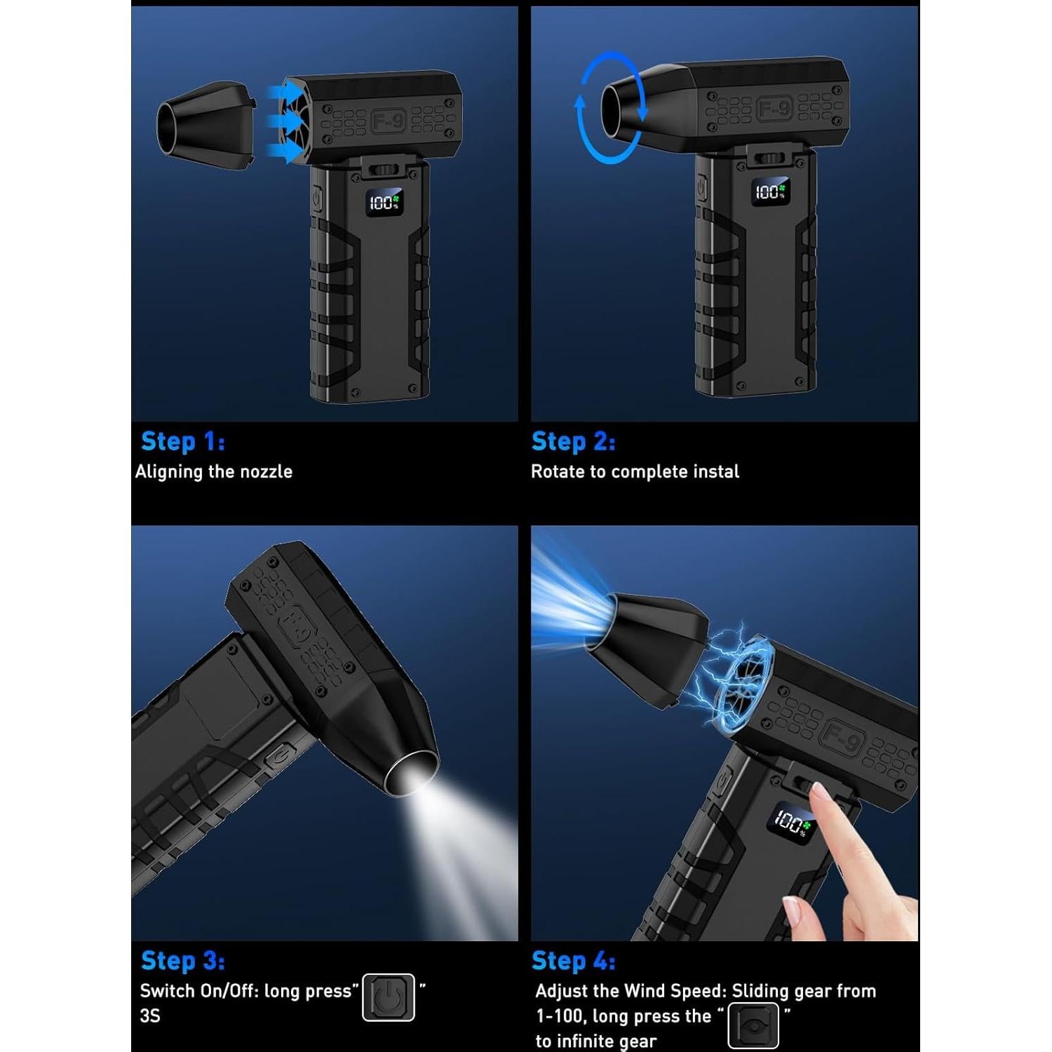 Soplador de Aire Comprimido Eléctrico Apmata F9 130000 RPM