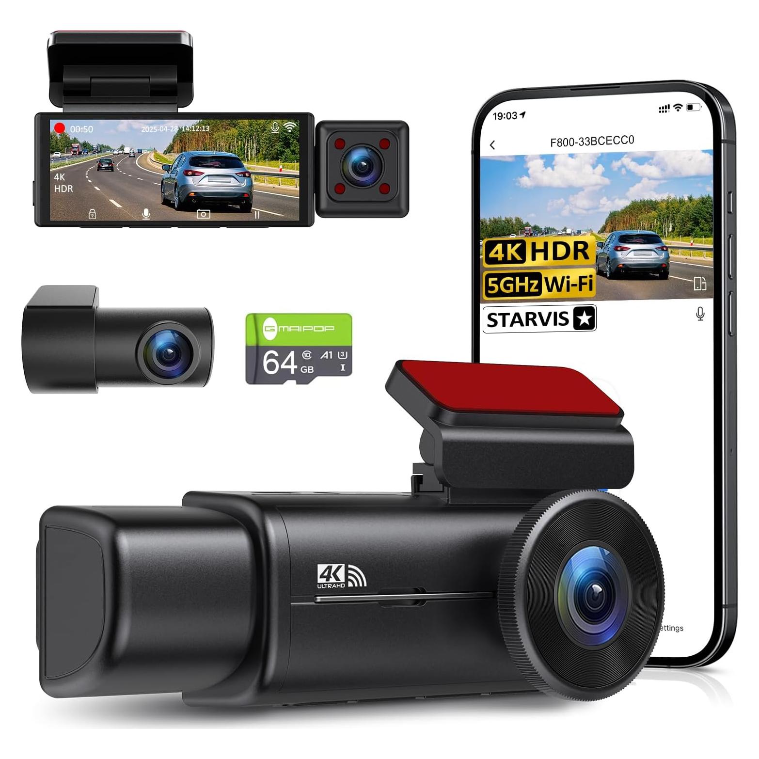 Cámara de tablero 4K GMAIPOP F800 3 canales WiFi 5GHz