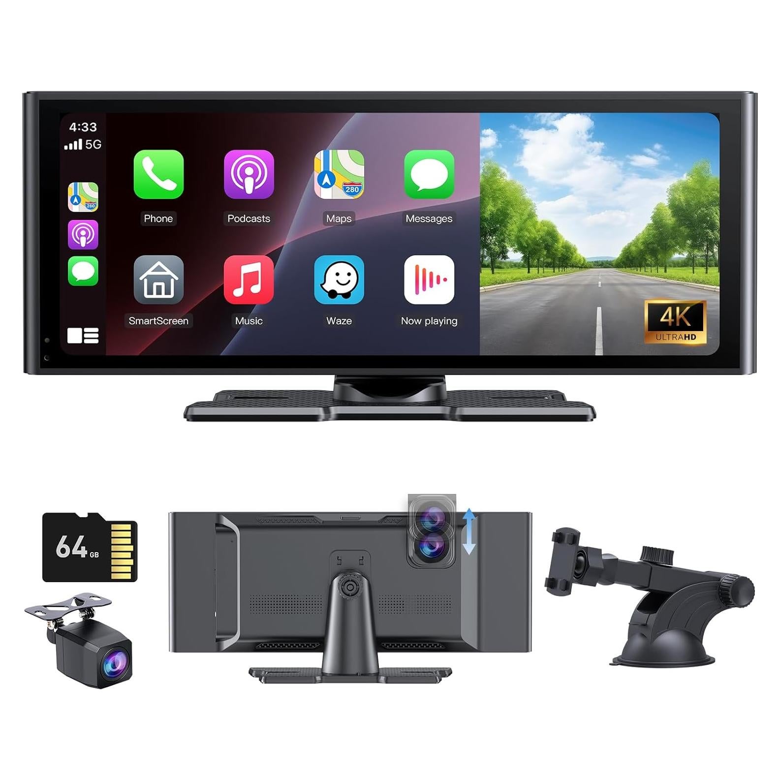 Pantalla Carplay Wonsidary 10.26" HD Táctil con Cámara 4K