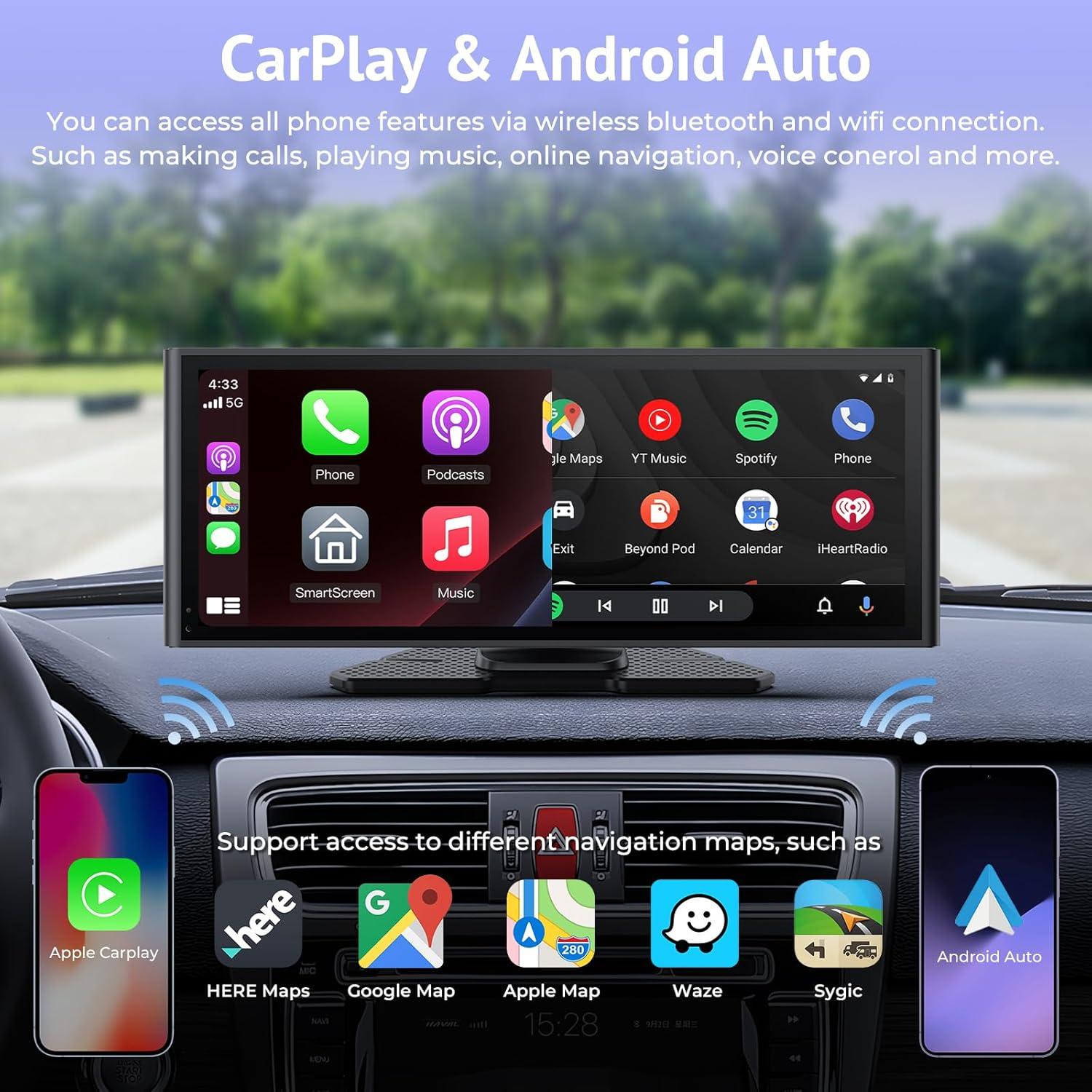 Pantalla Carplay Wonsidary 10.26" HD Táctil con Cámara 4K