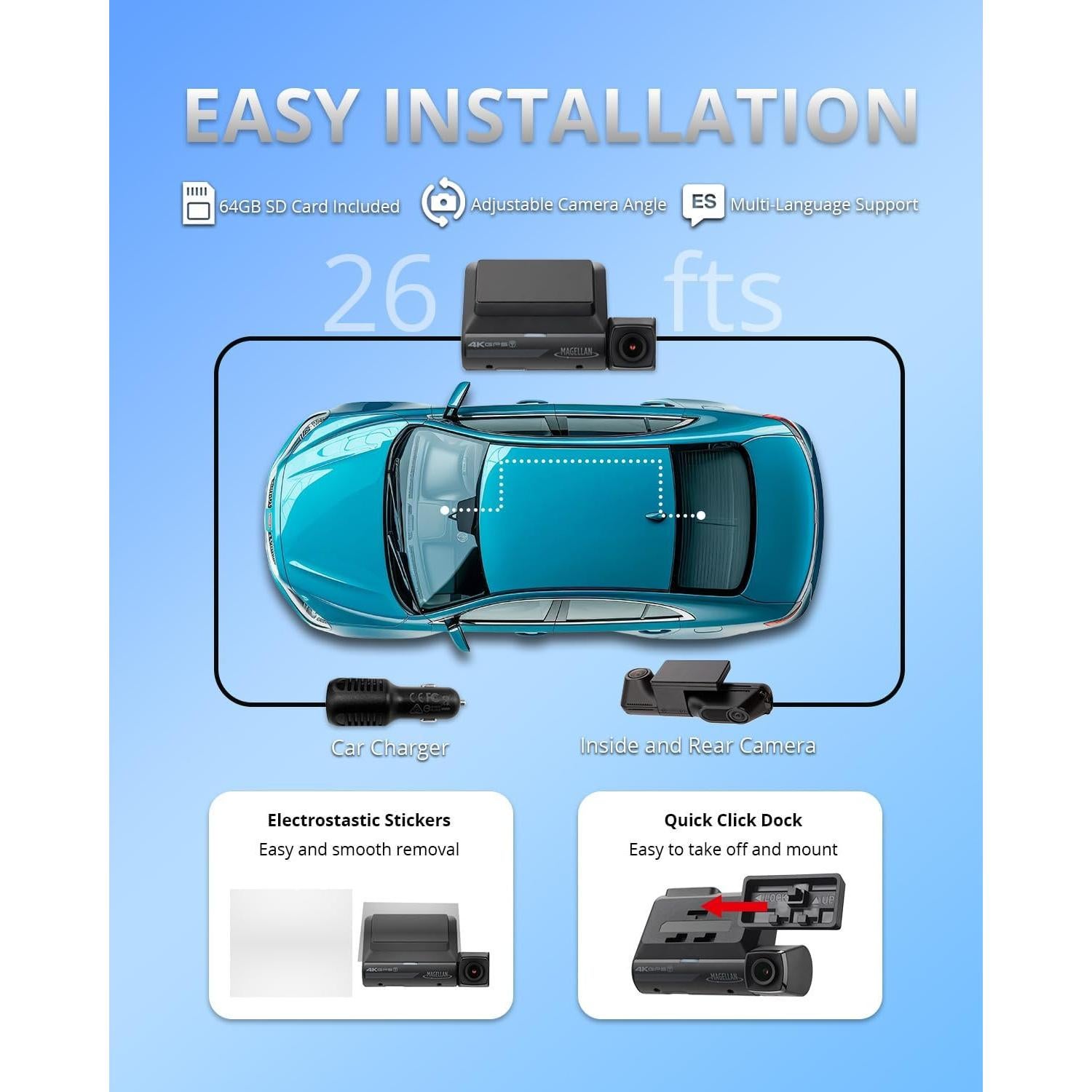 Cámara Dash 4K Magellan Mivue DR50 con GPS y Wi-Fi