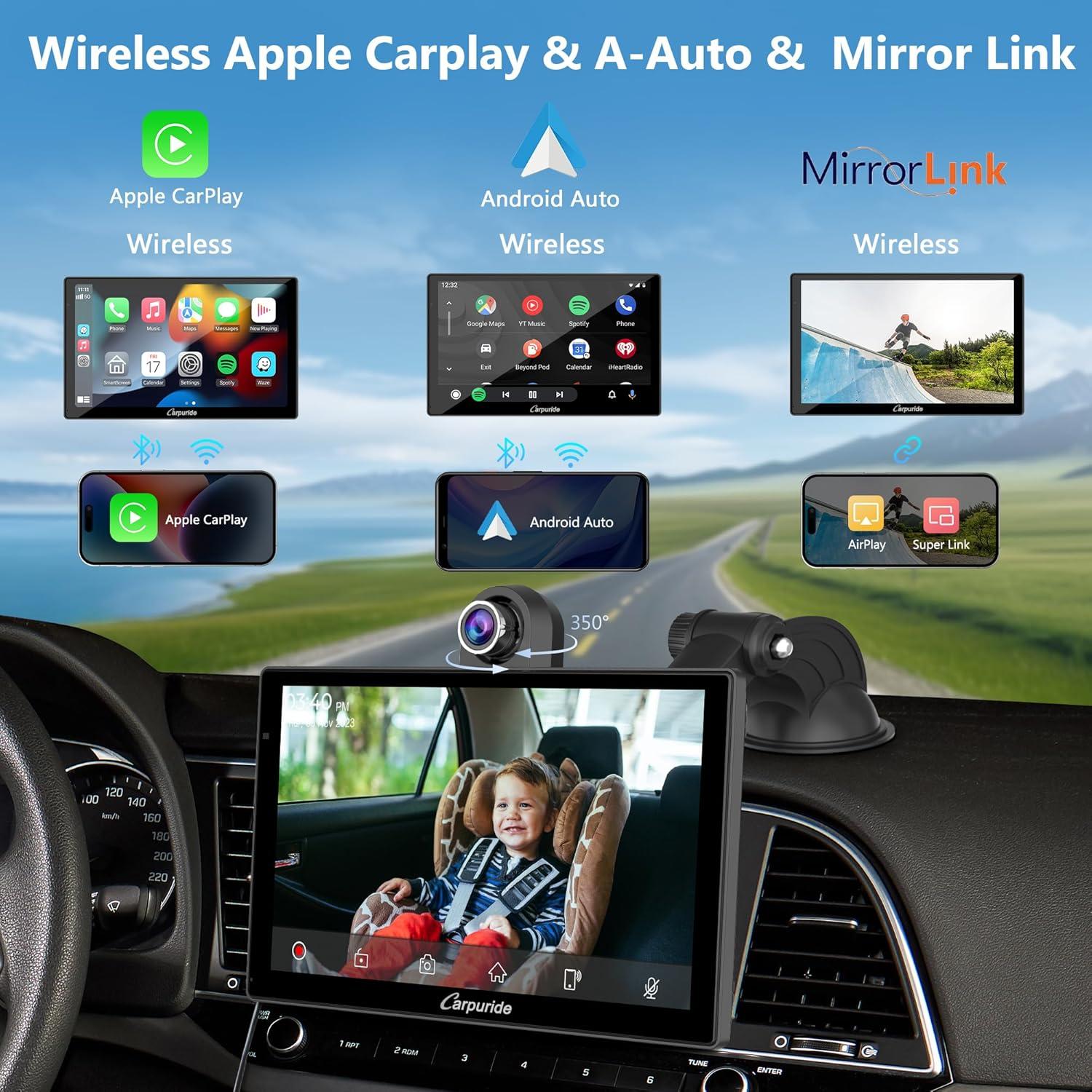 Pantalla Portátil Carplay Android Auto Carpuride W905 9"