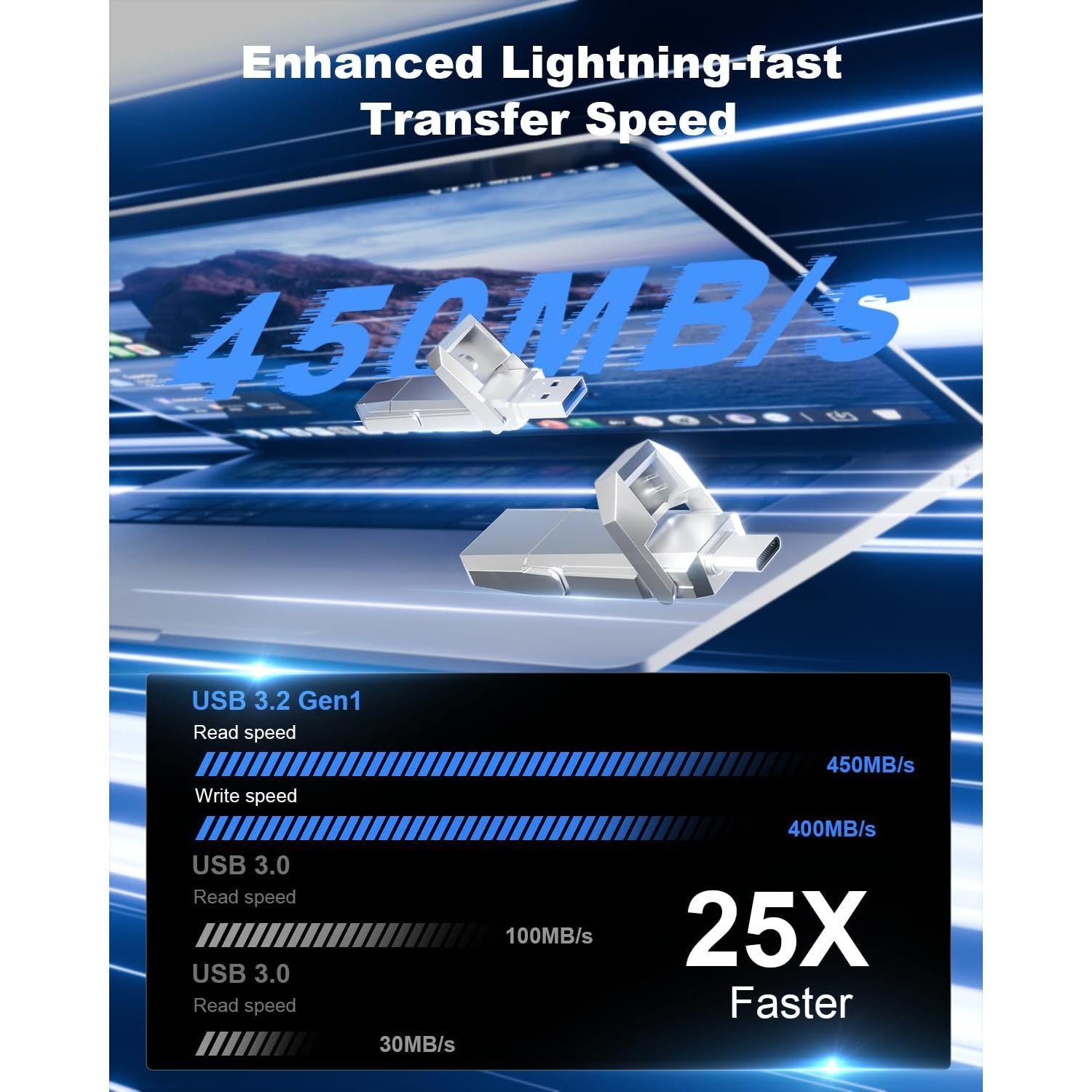 SSD Externo Portátil Orlian 64GB USB 3.2 Tipo C y A