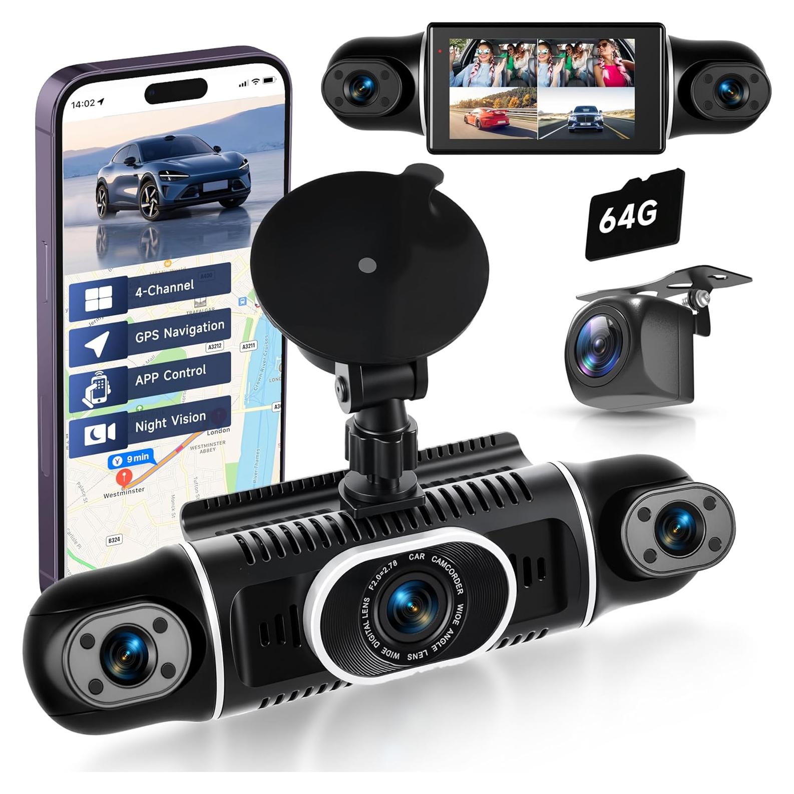 Cámara Dash 4 Canales METEESER 2K 2560x1440P WiFi GPS