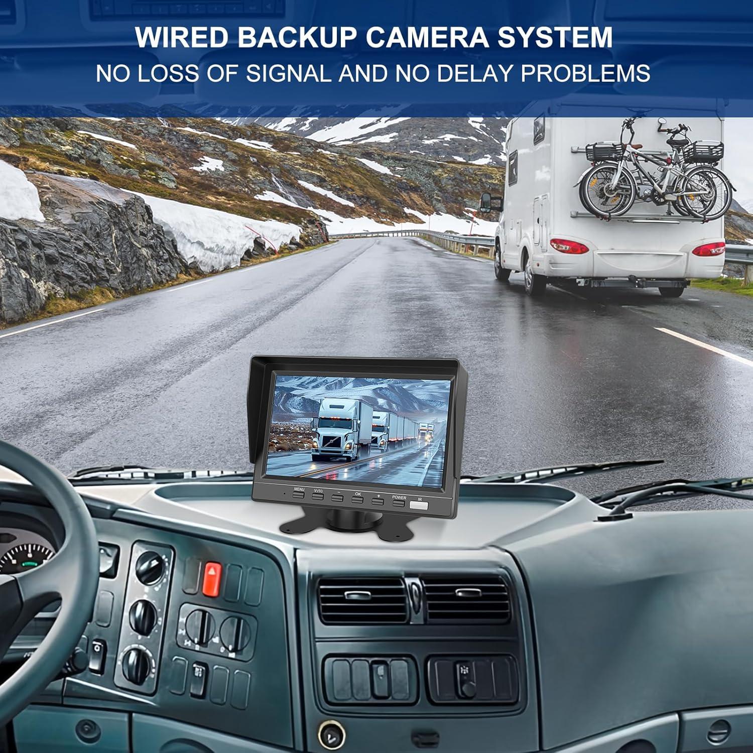 Cámara de Respaldo Dual SZHSTECS 4K Pantalla 7" HD IP68