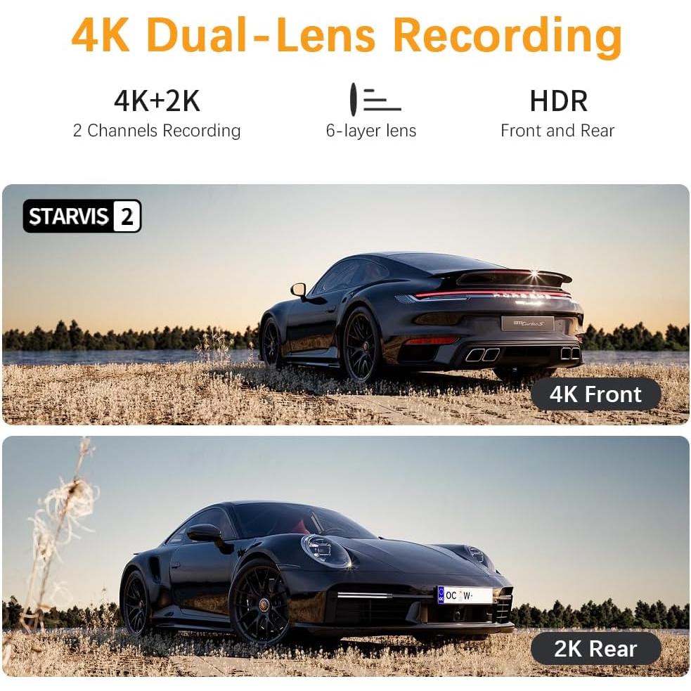 Cámara de tablero dual 4K+2K Pahaa con GPS y WiFi