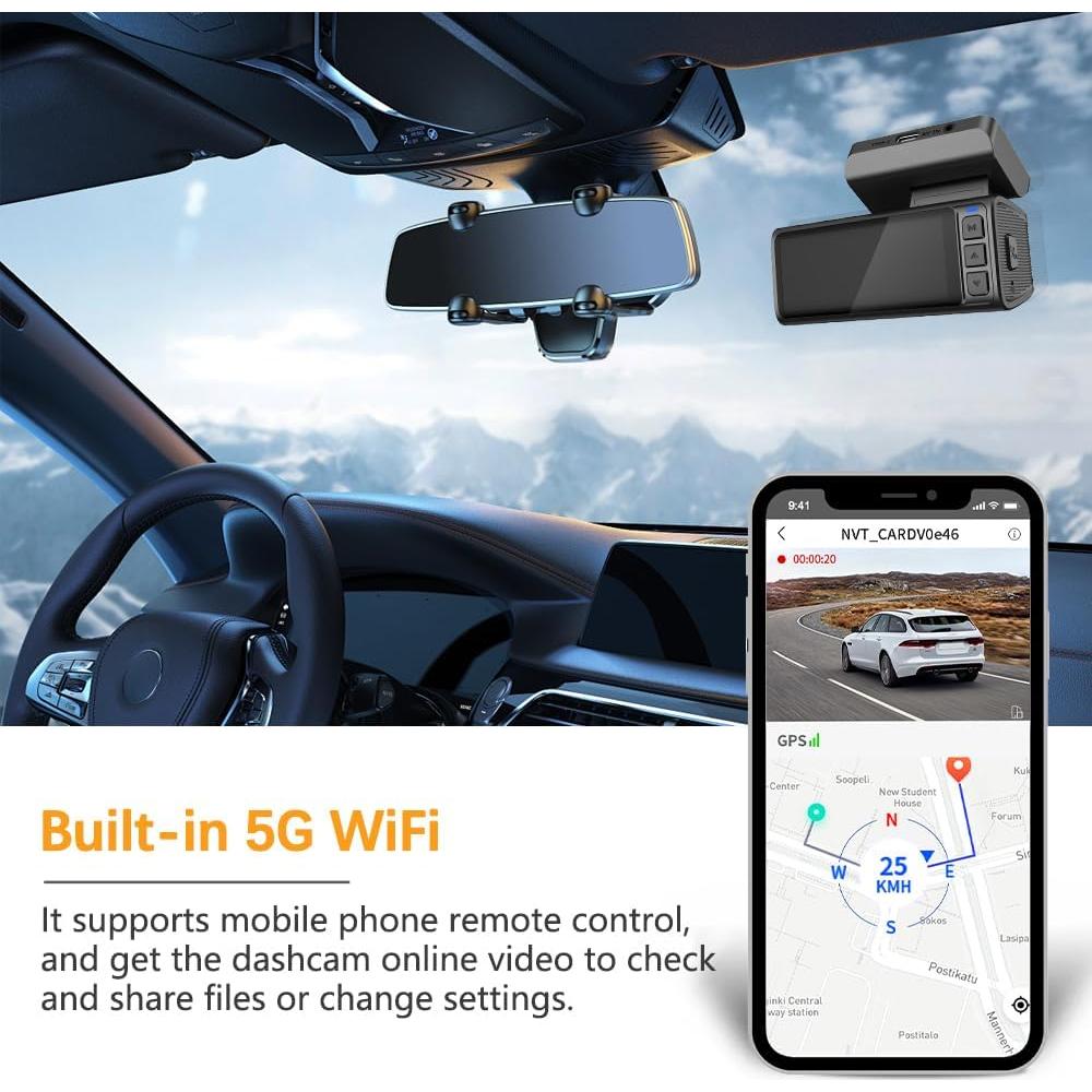 Cámara de tablero dual 4K+2K Pahaa con GPS y WiFi