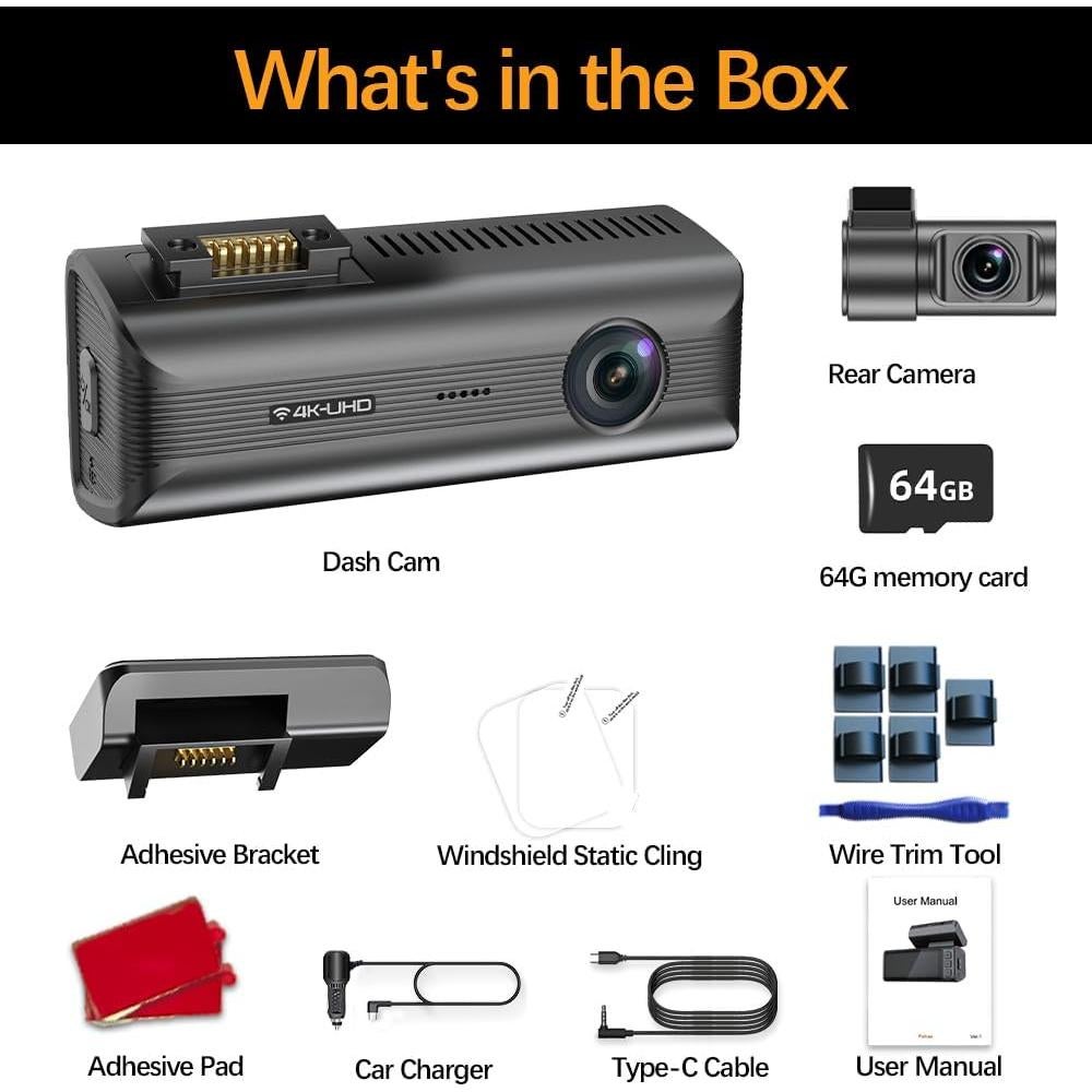 Cámara de tablero dual 4K+2K Pahaa con GPS y WiFi