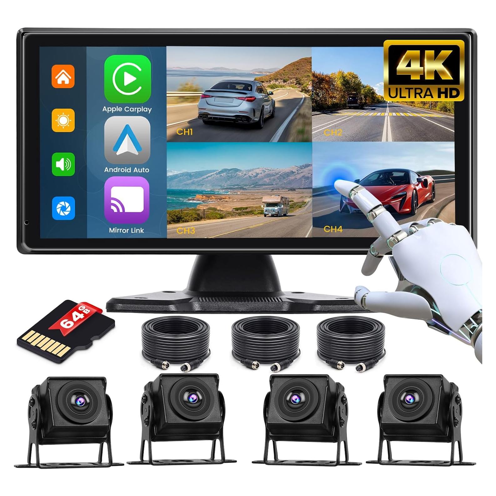 Sistema de Cámara de Respaldo 4K Inefala con 4 Cámaras AHD