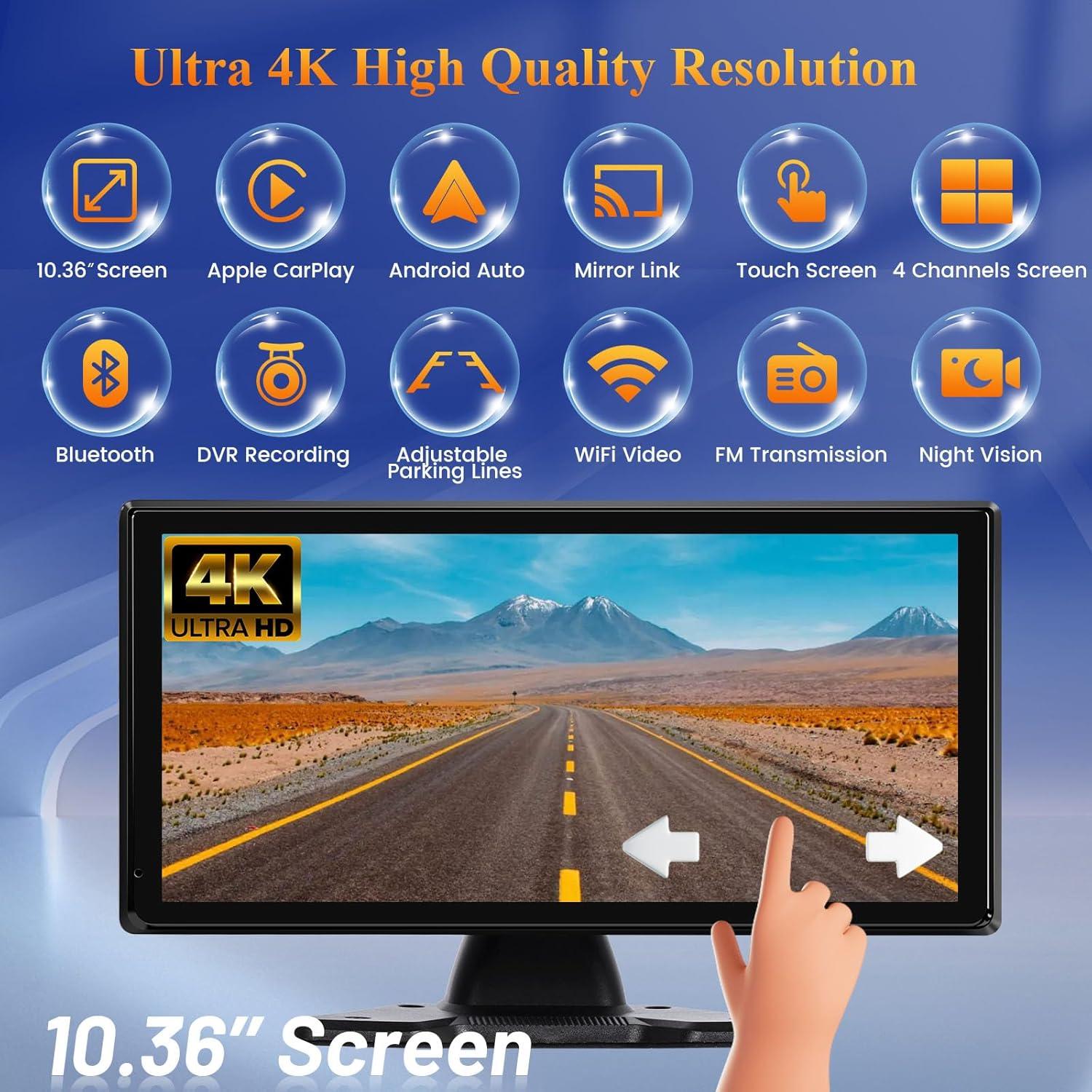 Sistema de Cámara de Respaldo 4K Inefala con 4 Cámaras AHD