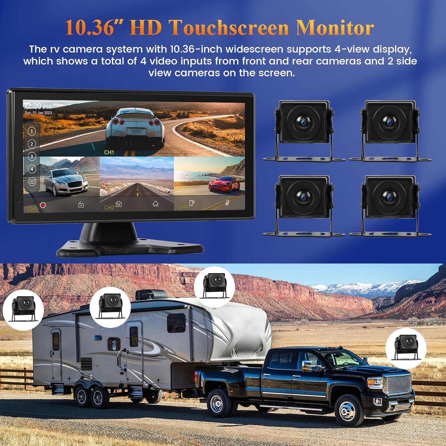 Sistema de Cámara de Respaldo 4K Inefala con 4 Cámaras AHD