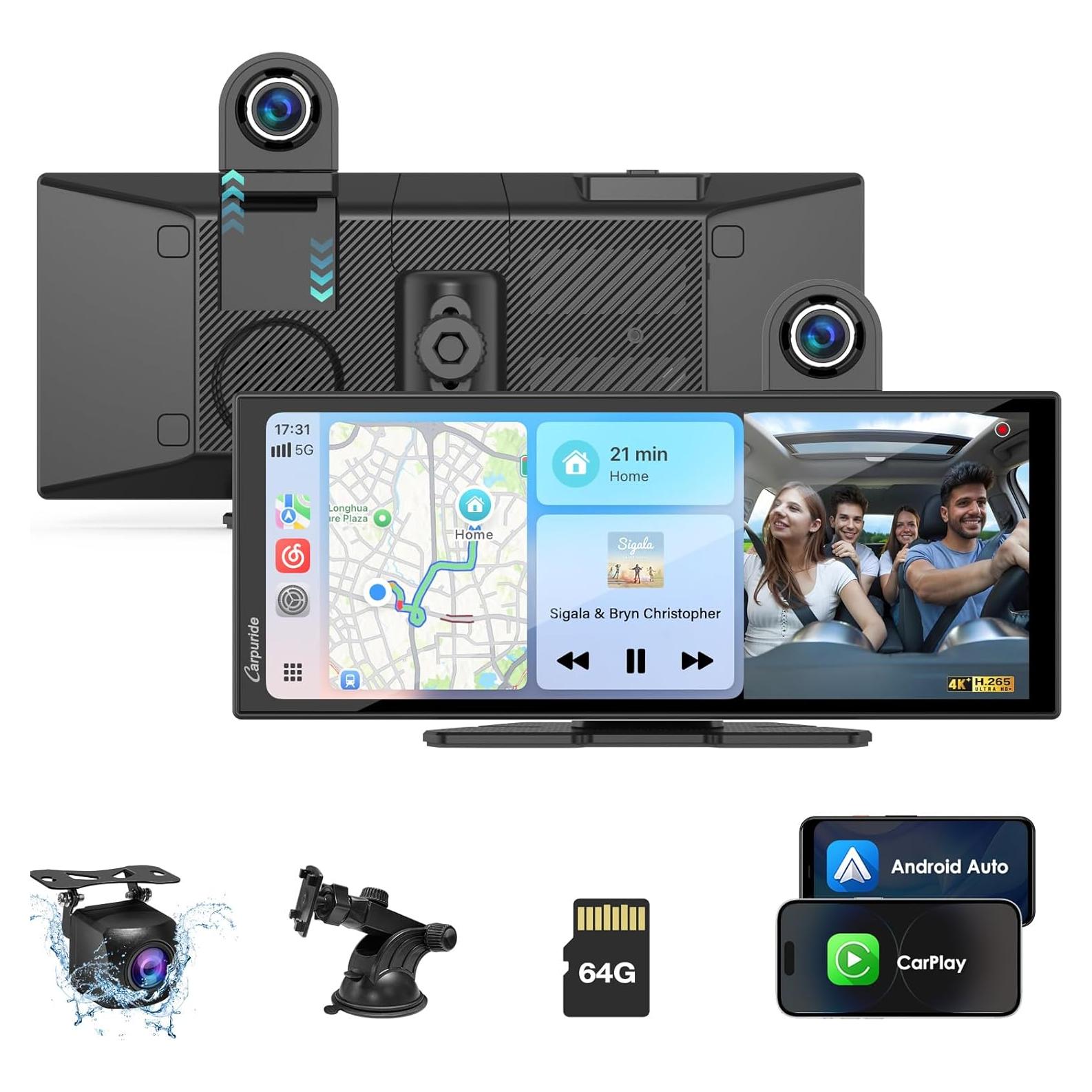 Pantalla Carpuride 11.26" Carplay Inalámbrica con Cámara 4K