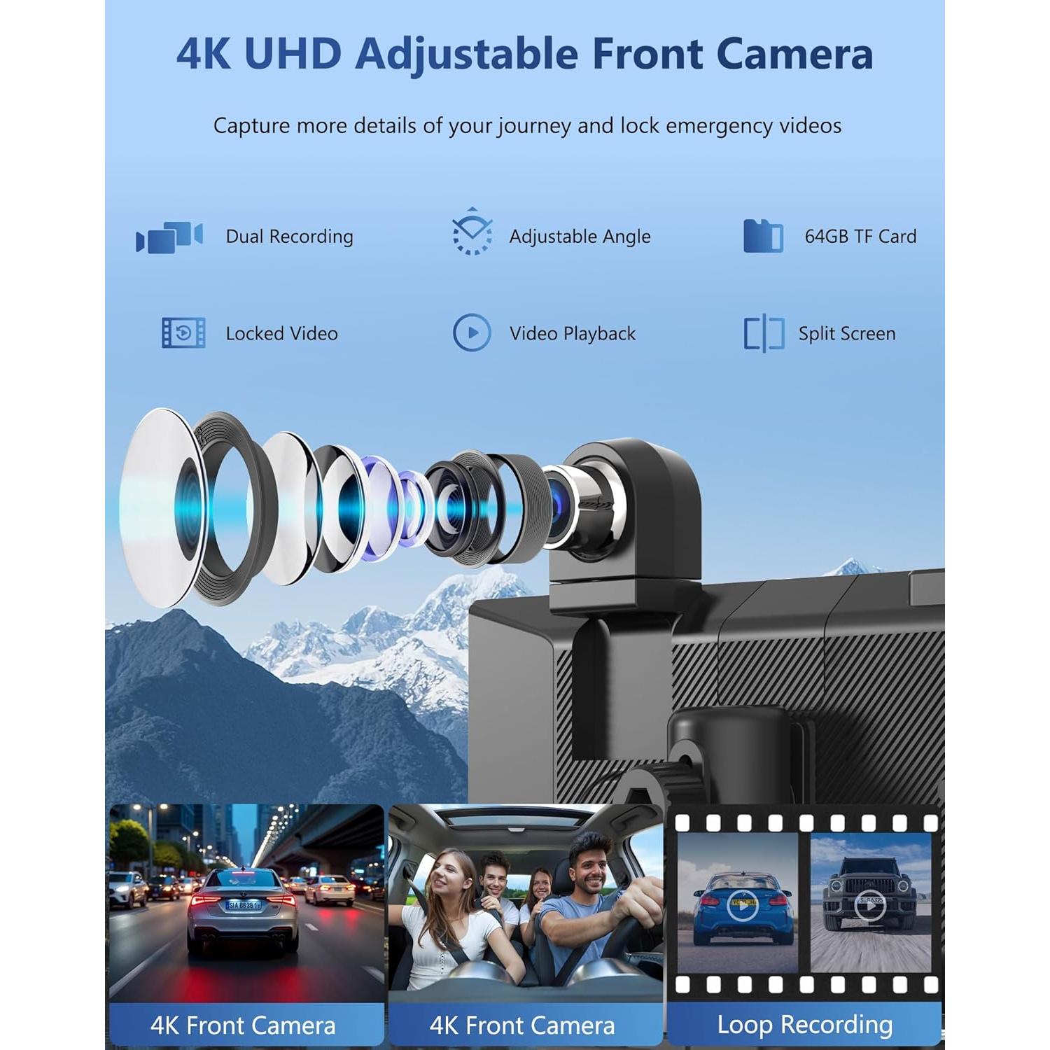 Pantalla Carpuride 11.26" Carplay Inalámbrica con Cámara 4K