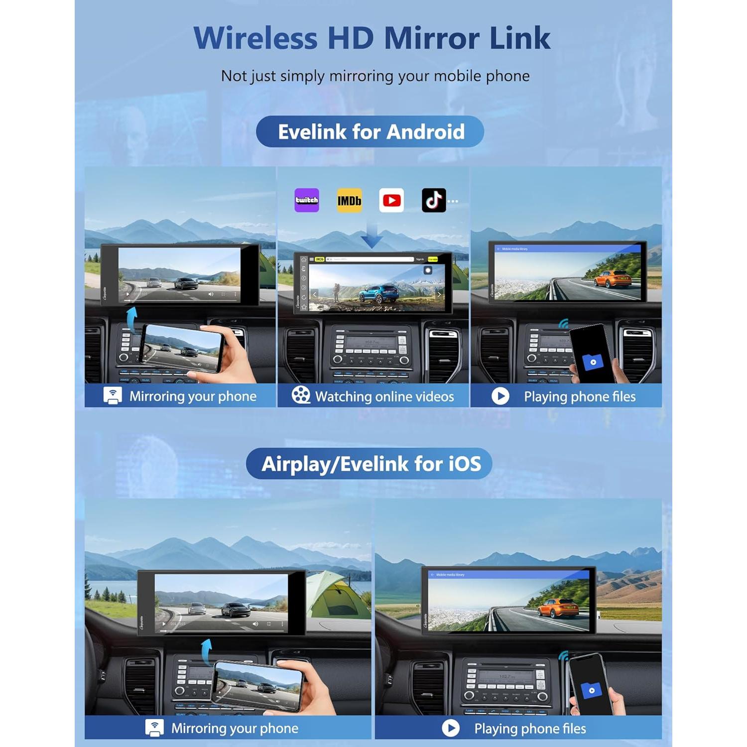 Pantalla Carpuride 11.26" Carplay Inalámbrica con Cámara 4K