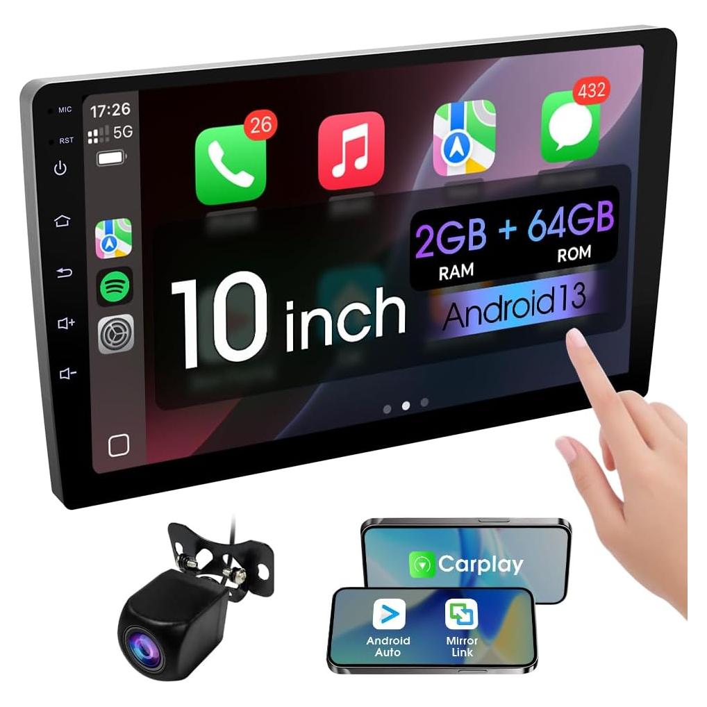 Estéreo de coche Haudio 10.1" Doble Din CarPlay Android Auto