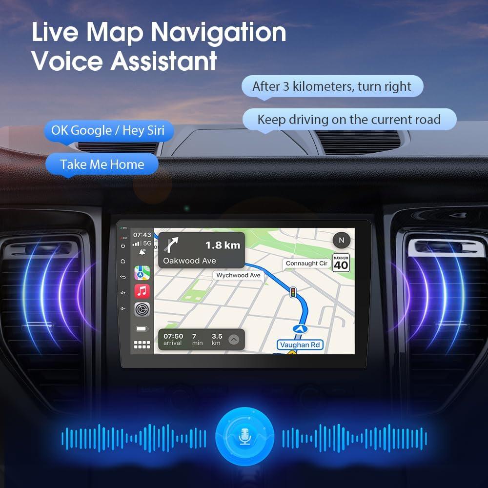 Estéreo de coche Haudio 10.1" Doble Din CarPlay Android Auto