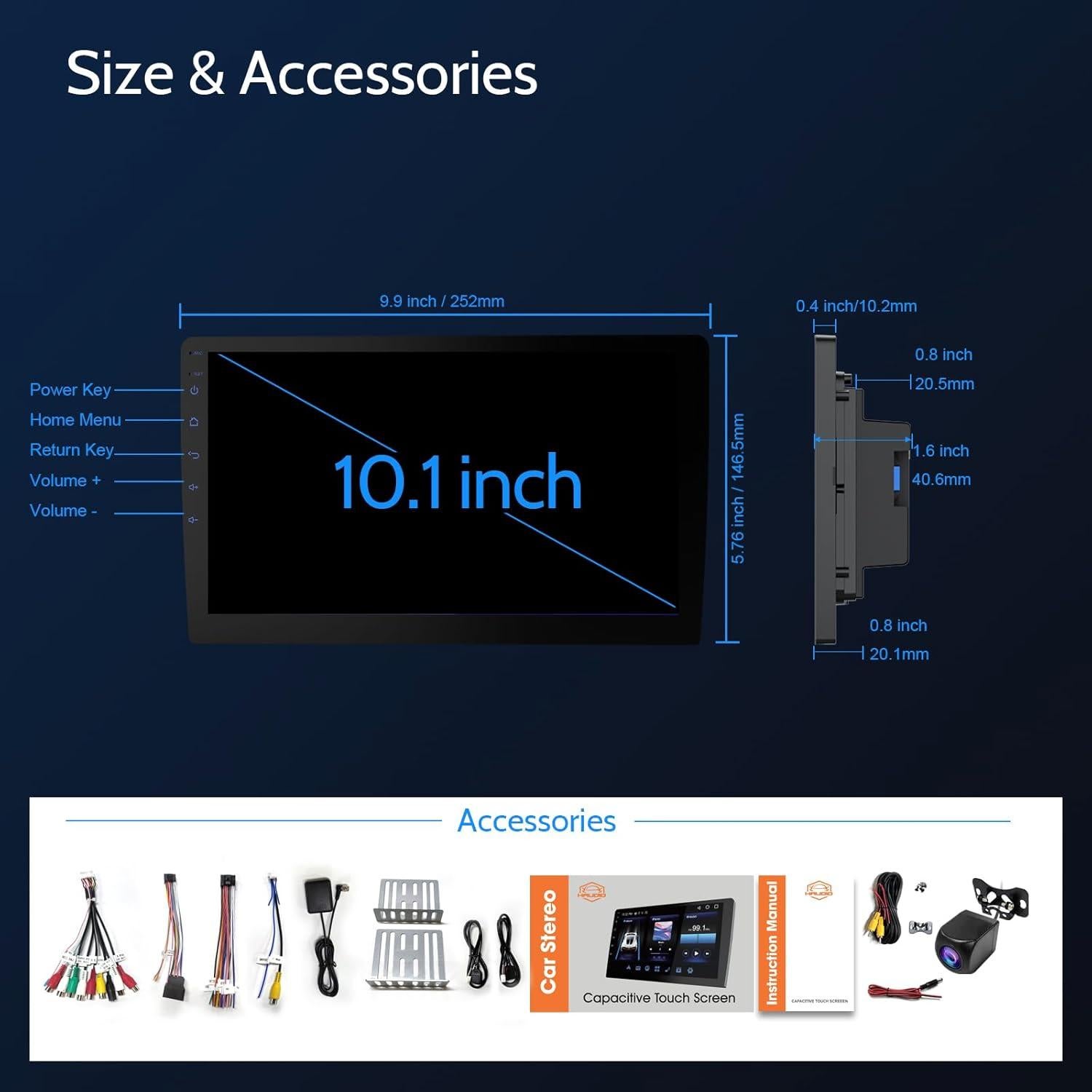 Estéreo de coche Haudio 10.1" Doble Din CarPlay Android Auto