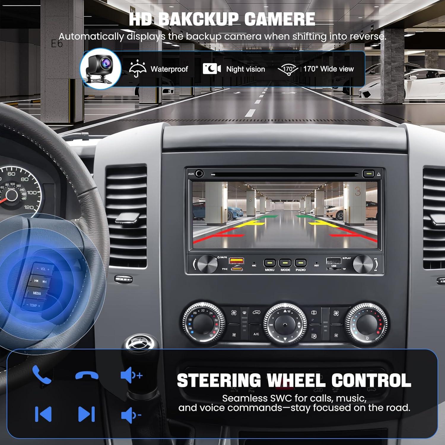 Reproductor de CD/DVD para coche Double Din WOWiViD 7" Bluetooth