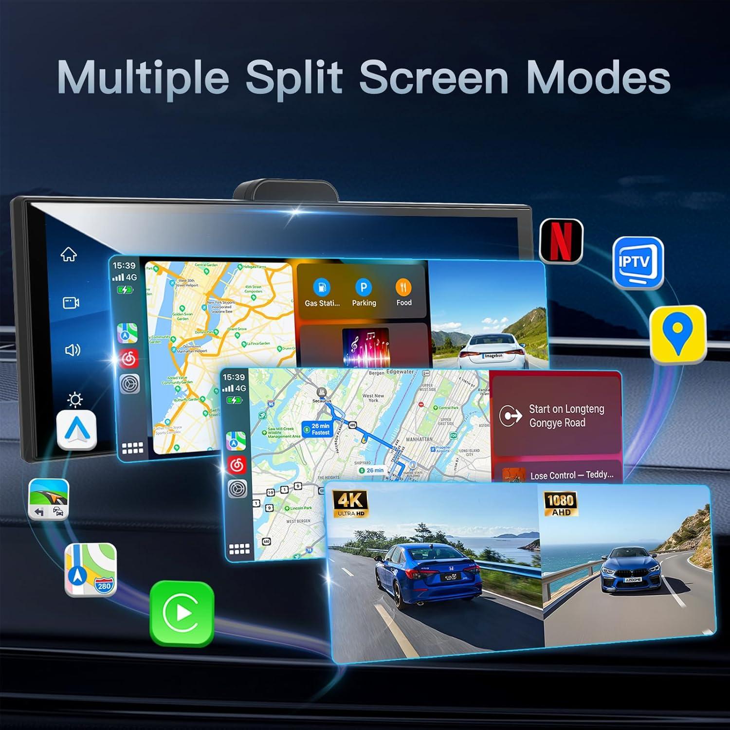Pantalla 11.25" Apple CarPlay Inalámbrico + Cámara 4K