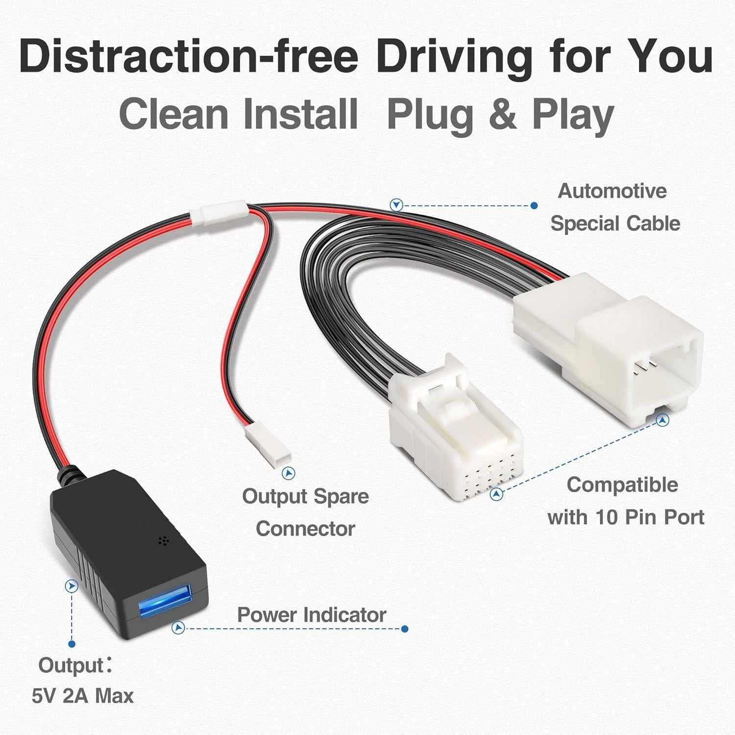 Adaptador de Alimentación DashCam YQMAJIM para Jeep y Dodge