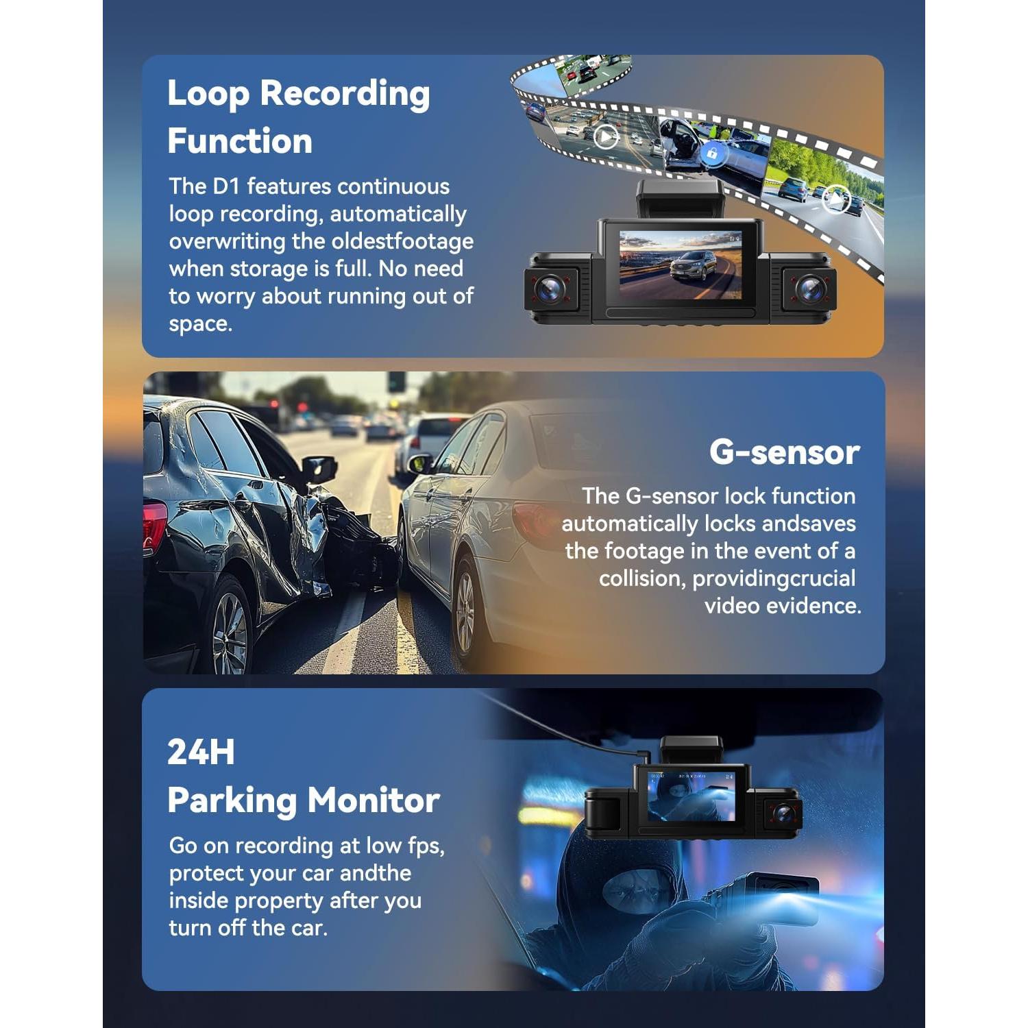 Cámara Dash 4 Canales Kuayvan 2K WiFi 5G Visión Nocturna