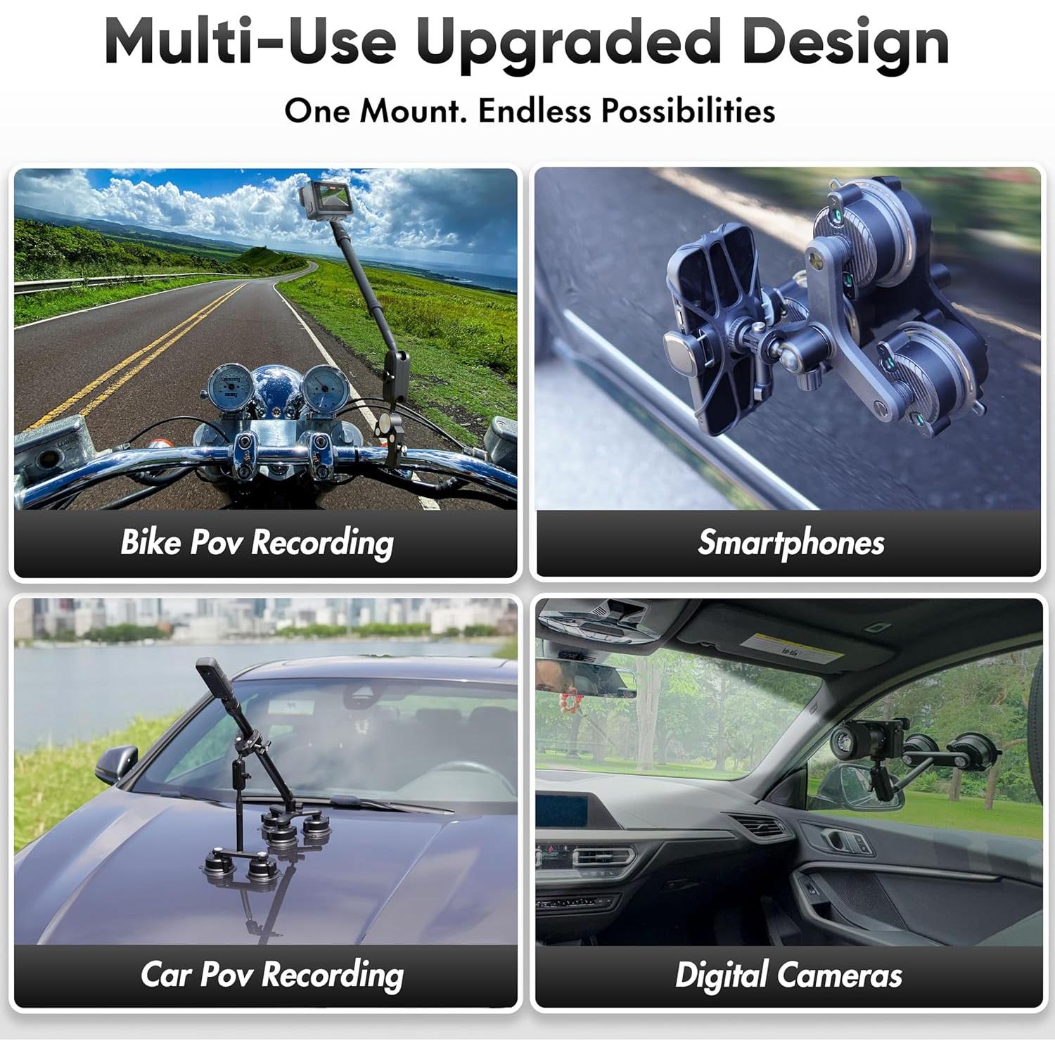 Soporte para coche Vlorix 5 en 1 con ventosas y palo de selfie