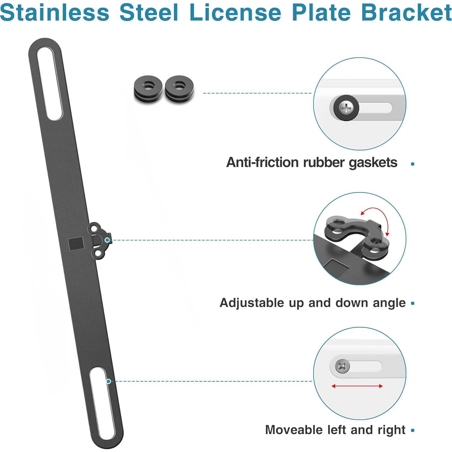 Soporte de Placa de Licencia para Cámara de Respaldo Acero Inoxidable