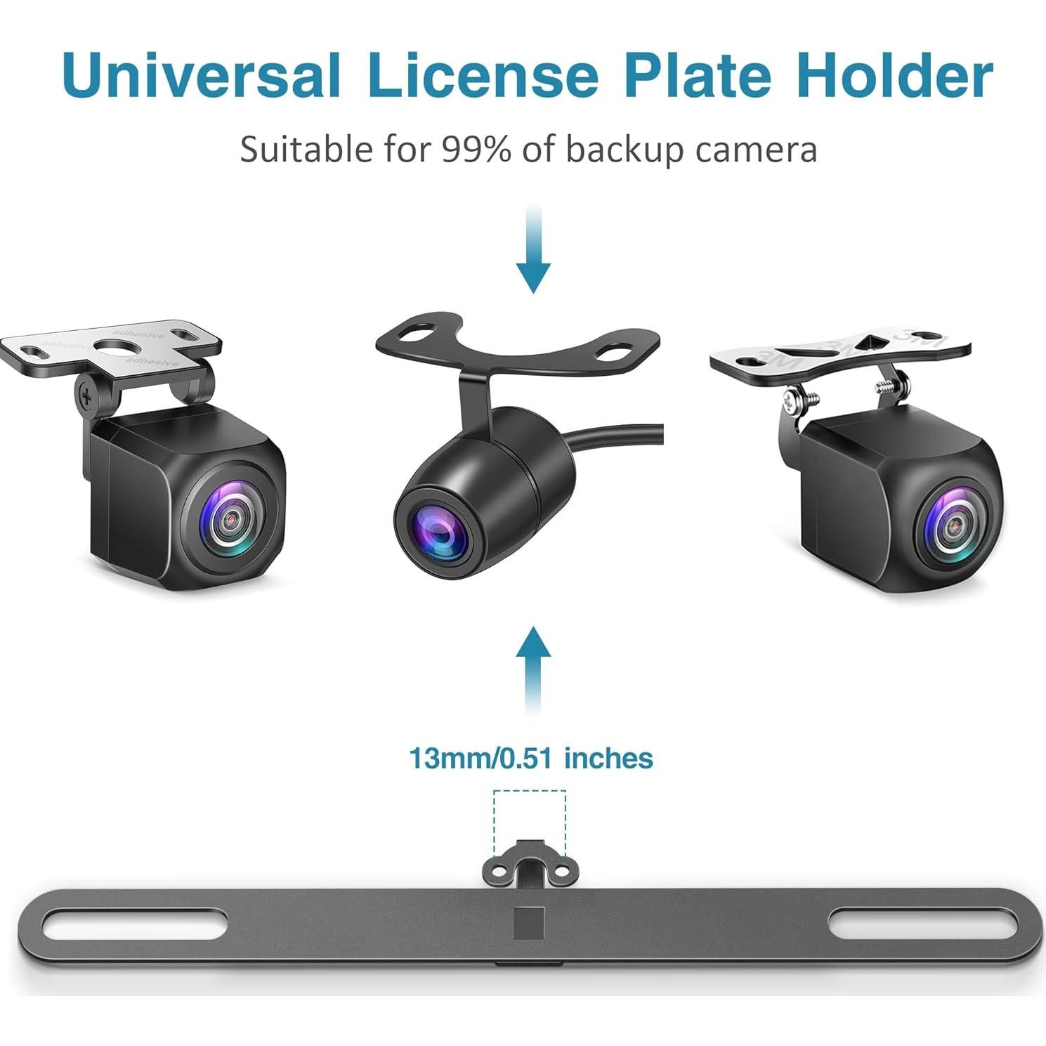 Soporte de Placa de Licencia para Cámara de Respaldo Acero Inoxidable