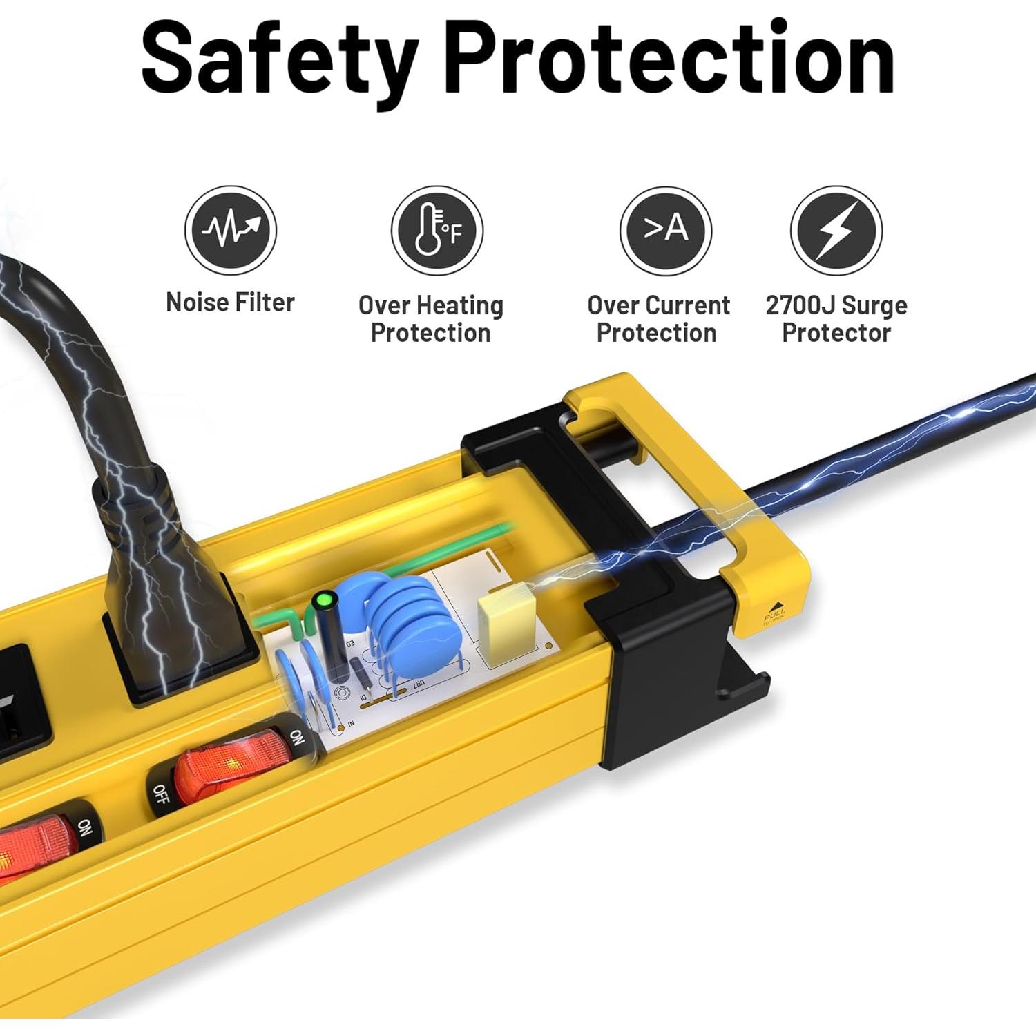Regleta de Protección 2700J Plug'n 2 Pack 6 Salidas 1.83m
