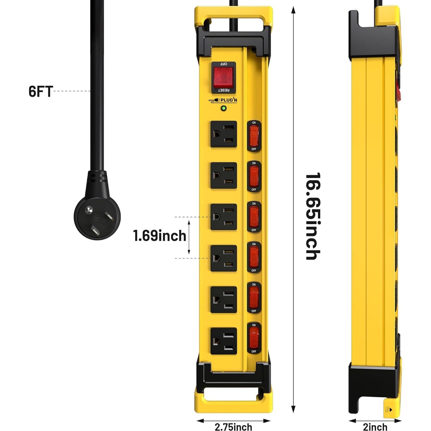Regleta de Protección 2700J Plug'n 2 Pack 6 Salidas 1.83m