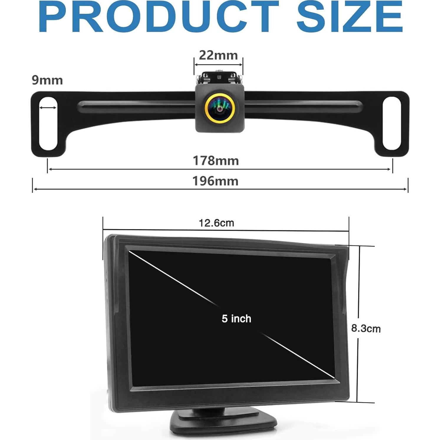 Cámara de Respaldo SanmuTu 5" AHD 1080P IP67 Visión Nocturna