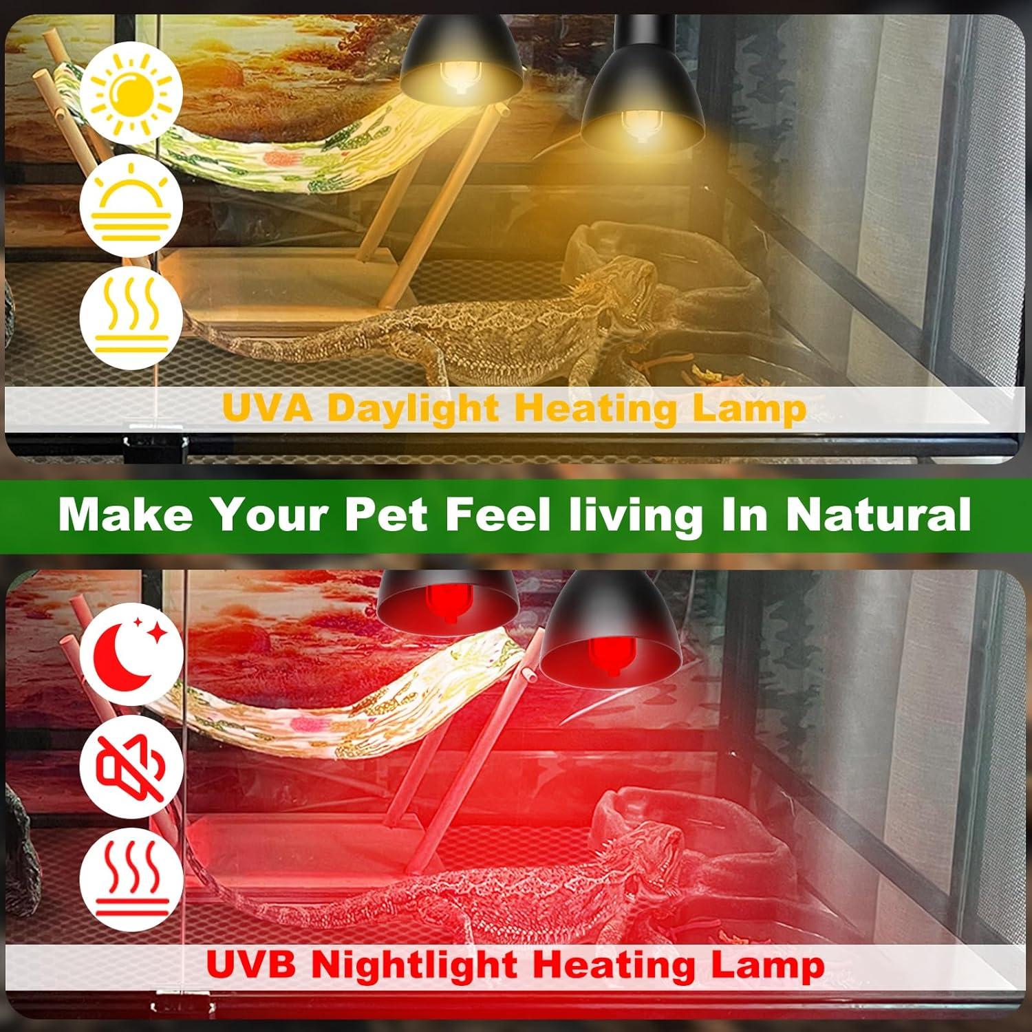 Lámpara de Calor UVA UVB Jaenmsa para Reptiles 60W con Brazo Flexible