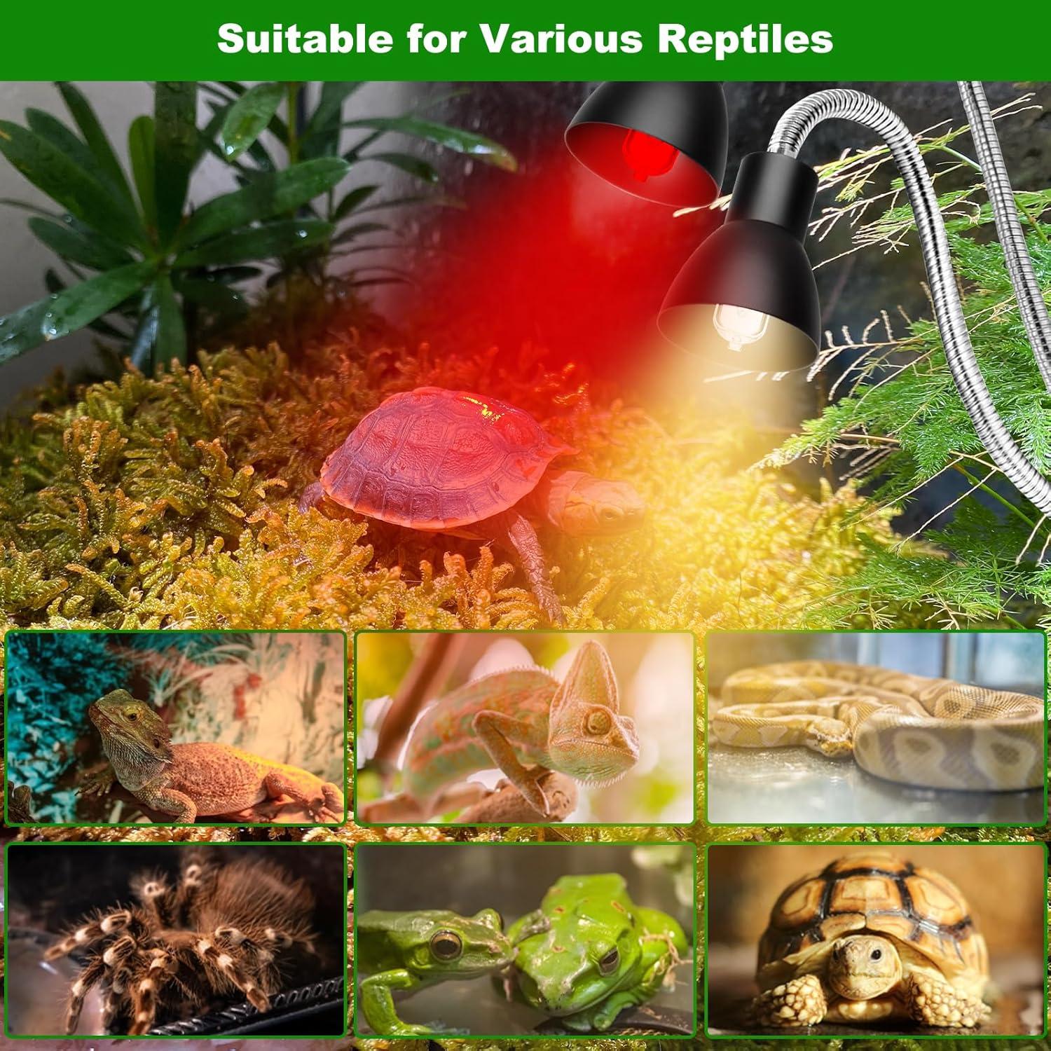 Lámpara de Calor UVA UVB Jaenmsa para Reptiles 60W con Brazo Flexible