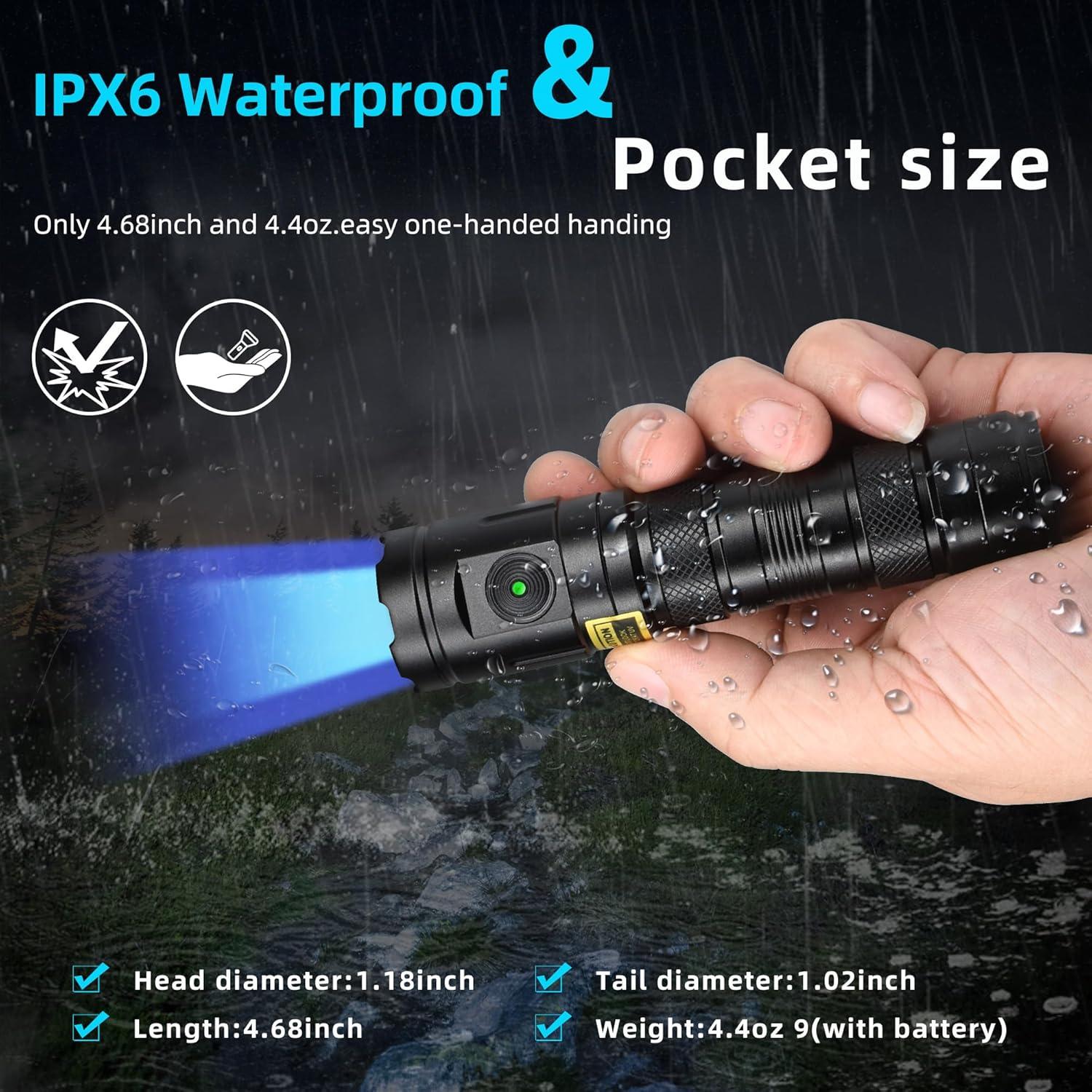 Linterna UV DARKDAWN 365nm Recargable USB-C 20W IPX4