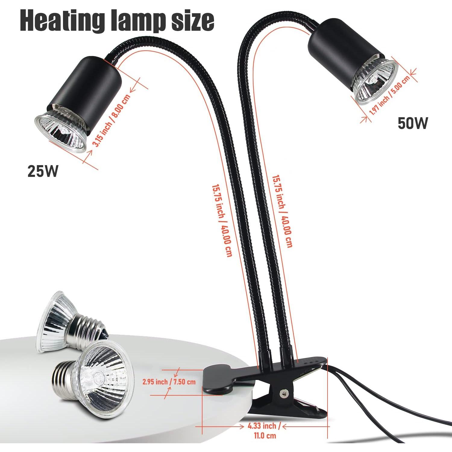 Lámpara de Calor para Reptiles TFNN WGD-003 2 Bombillas 25W+50W