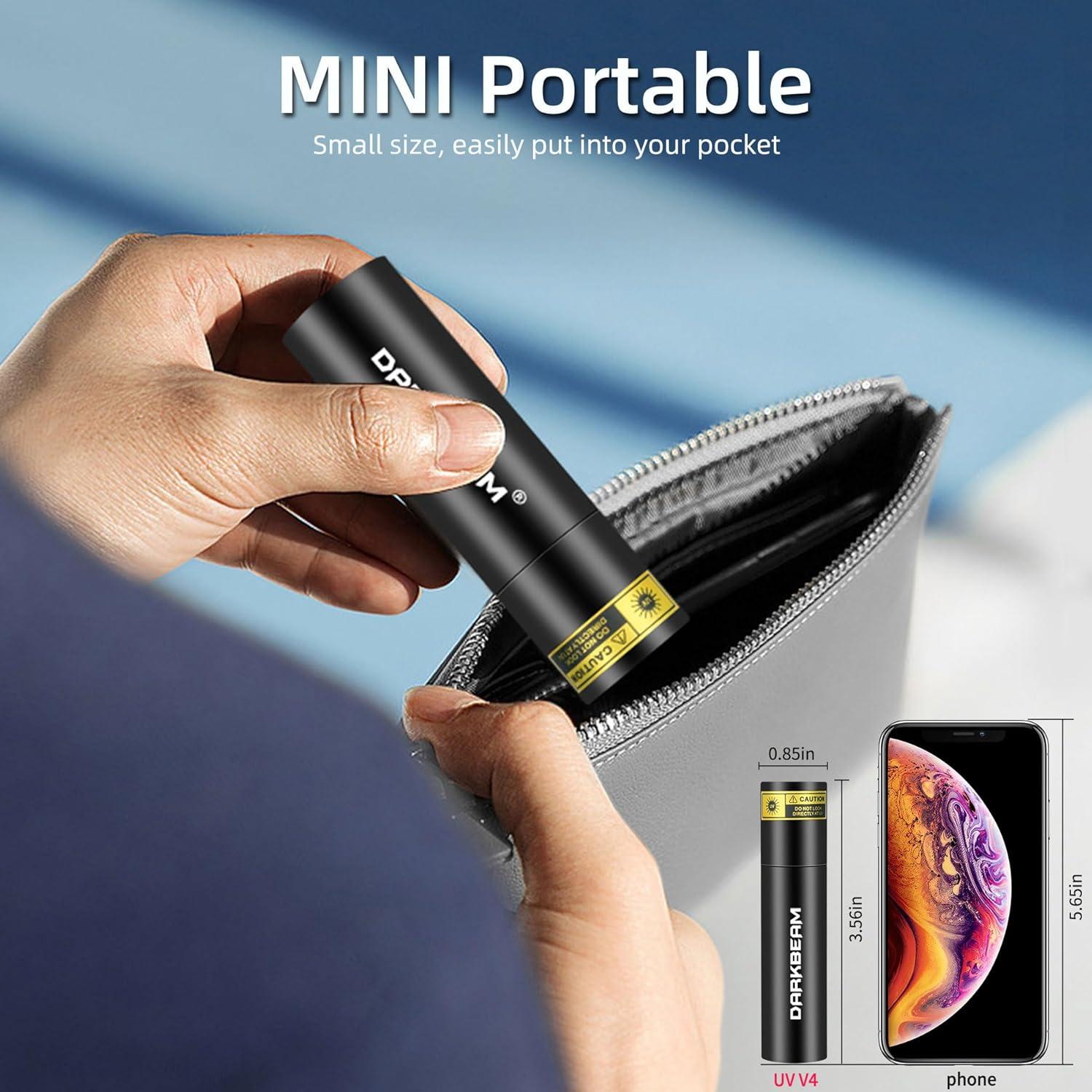 Linterna UV DARKBEAM 365nm Recargable USB Mini 2 Paquete