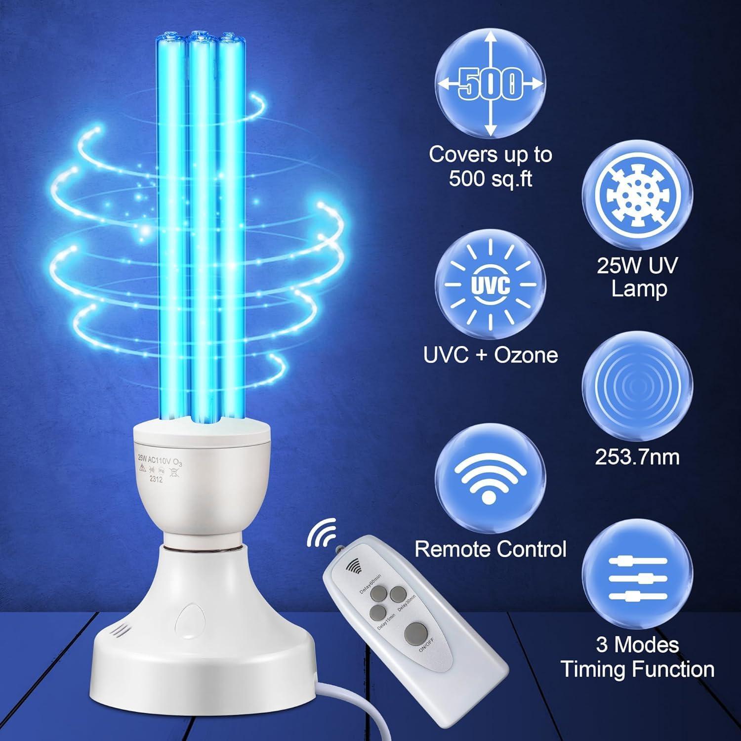 Lámpara UV Qualirey 25W con Control Remoto y Ozono