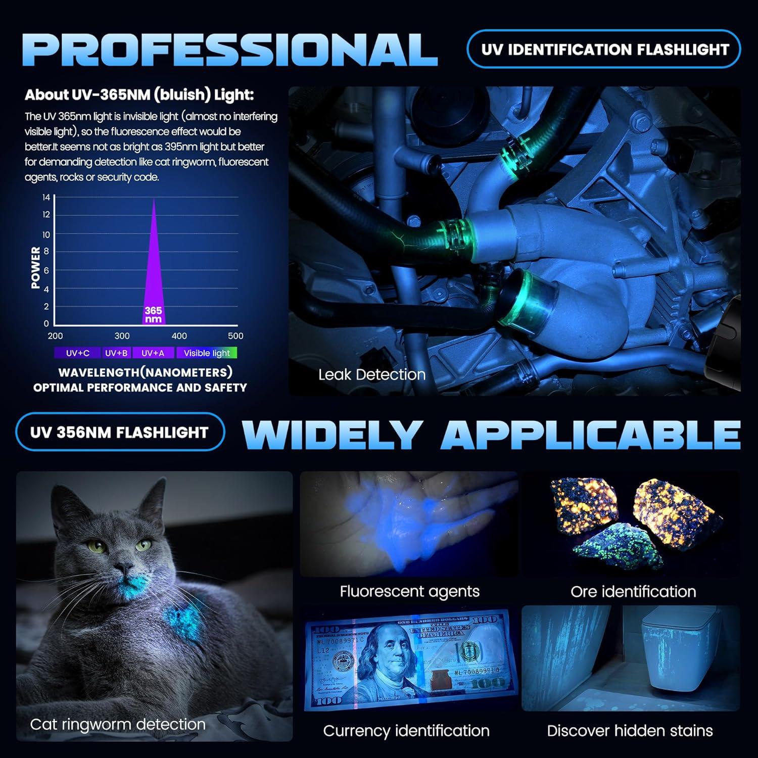 Linterna UV DARKBEAM B97 365nm 6xLED Recargable USB-C 80W