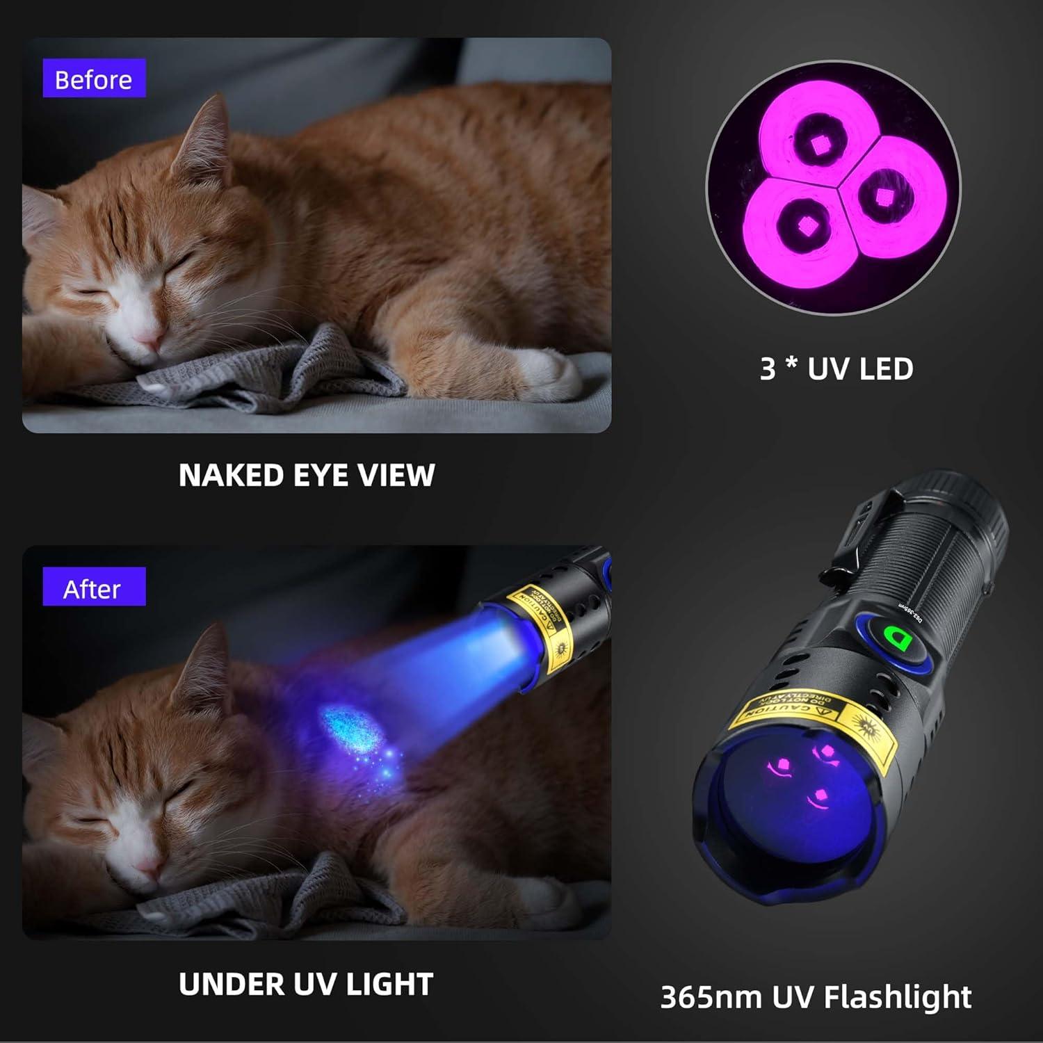 Linterna UV 365nm WMCODMW Recargable 20W IPX6 Mini