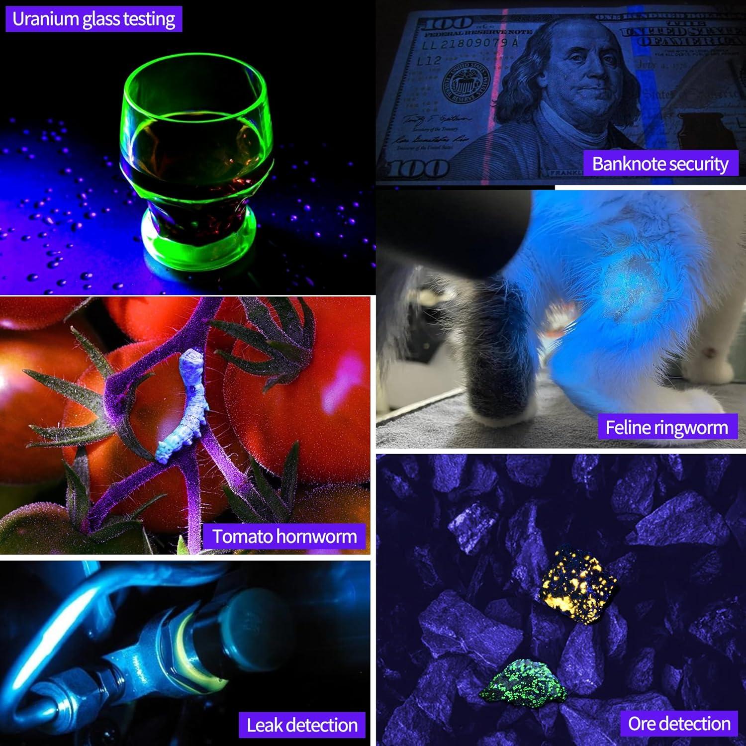 Linterna UV 365nm WMCODMW Recargable 20W IPX6 Mini