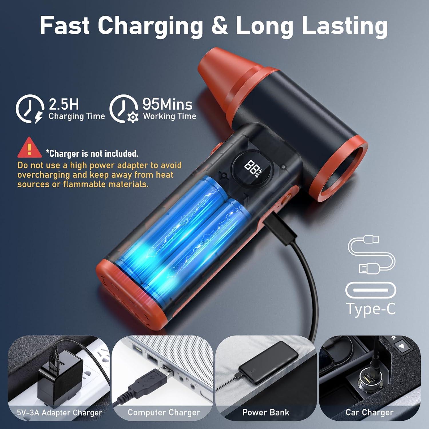 Soplador de Aire Comprimido Recargable Larkeey 130000RPM