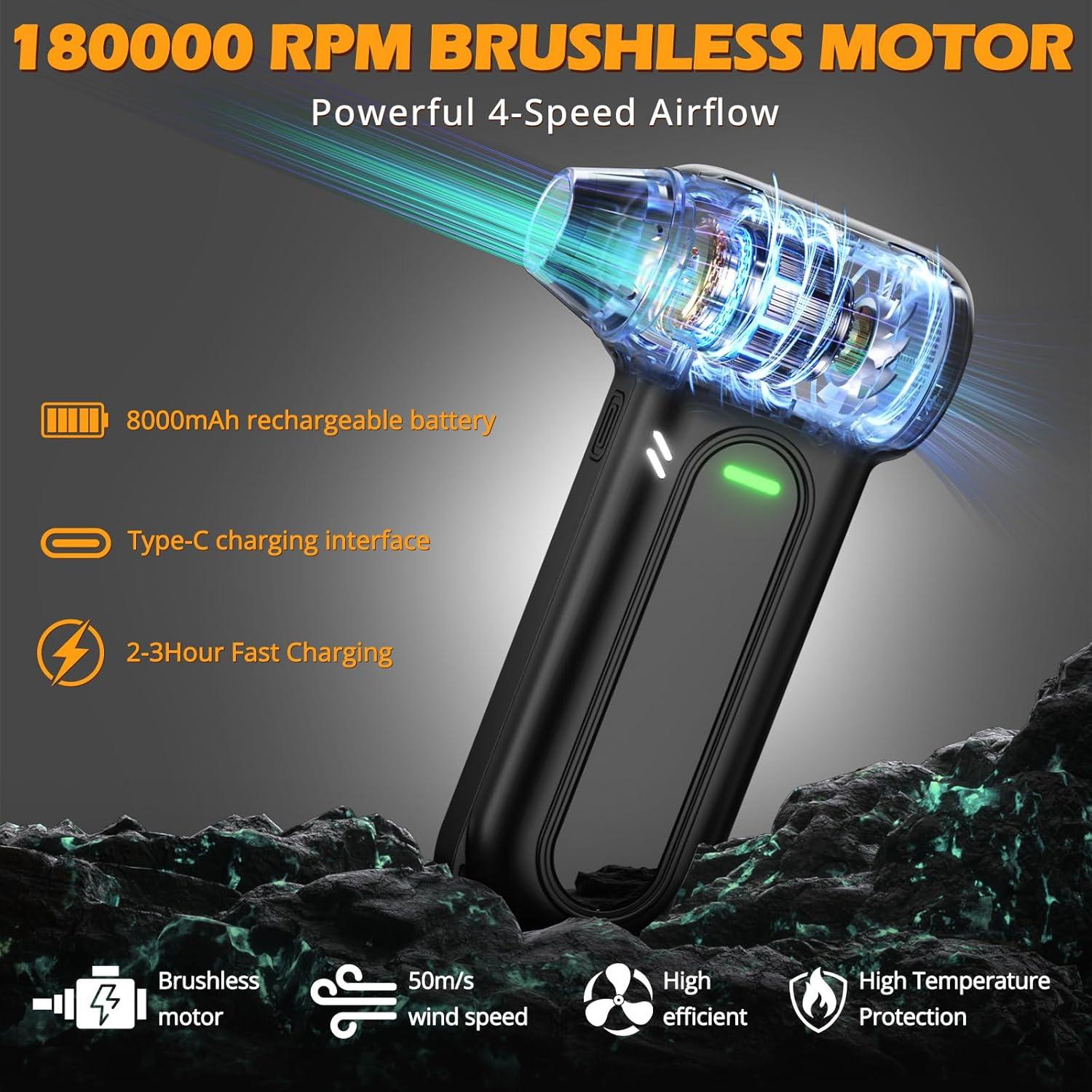 Soplador de Aire Eléctrico Gardon GD-EAD100 - 180000 RPM, 4 Velocidades