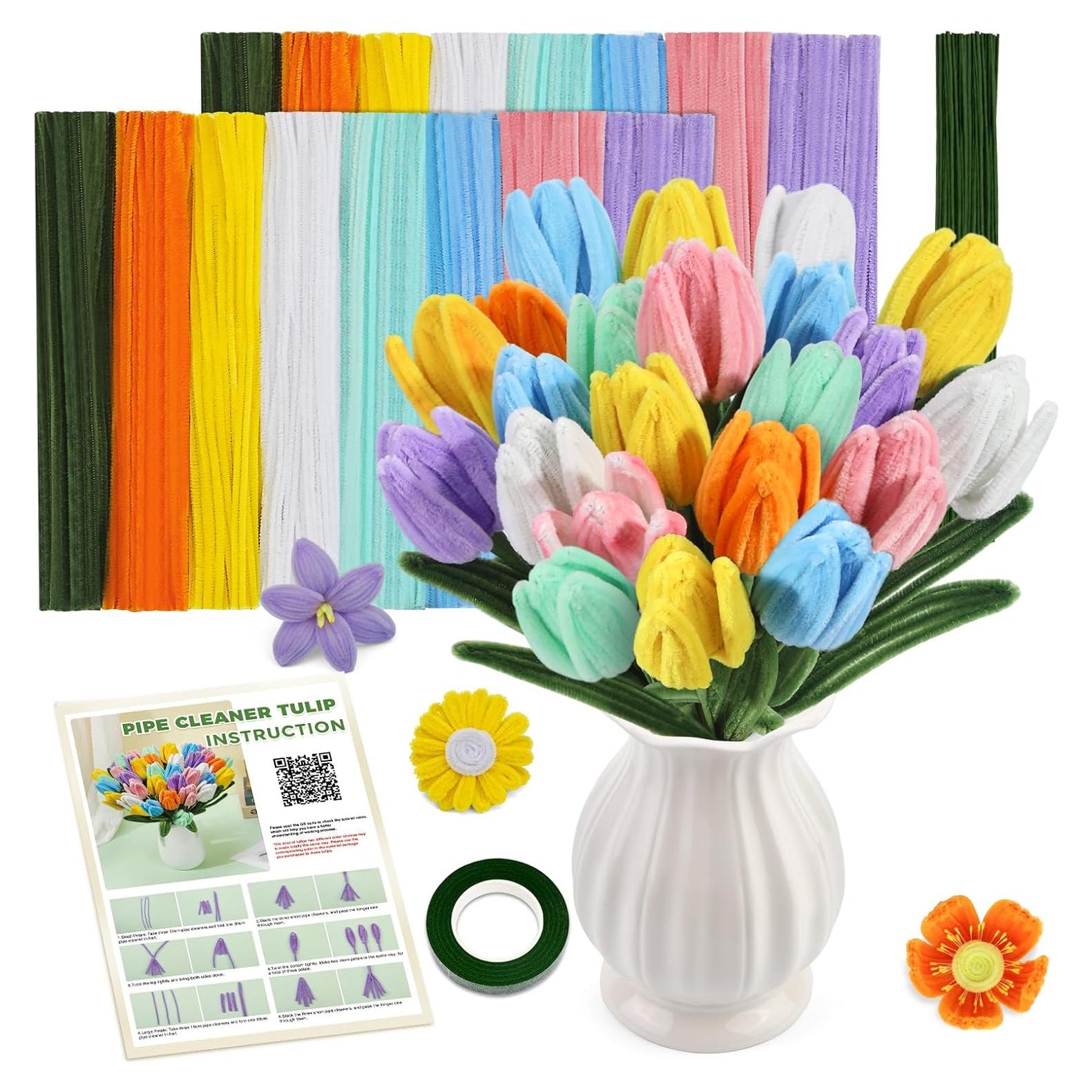 Kit de Flores de Limpiadores de Tubos ZXIIXZ 550 Pcs 8 Colores